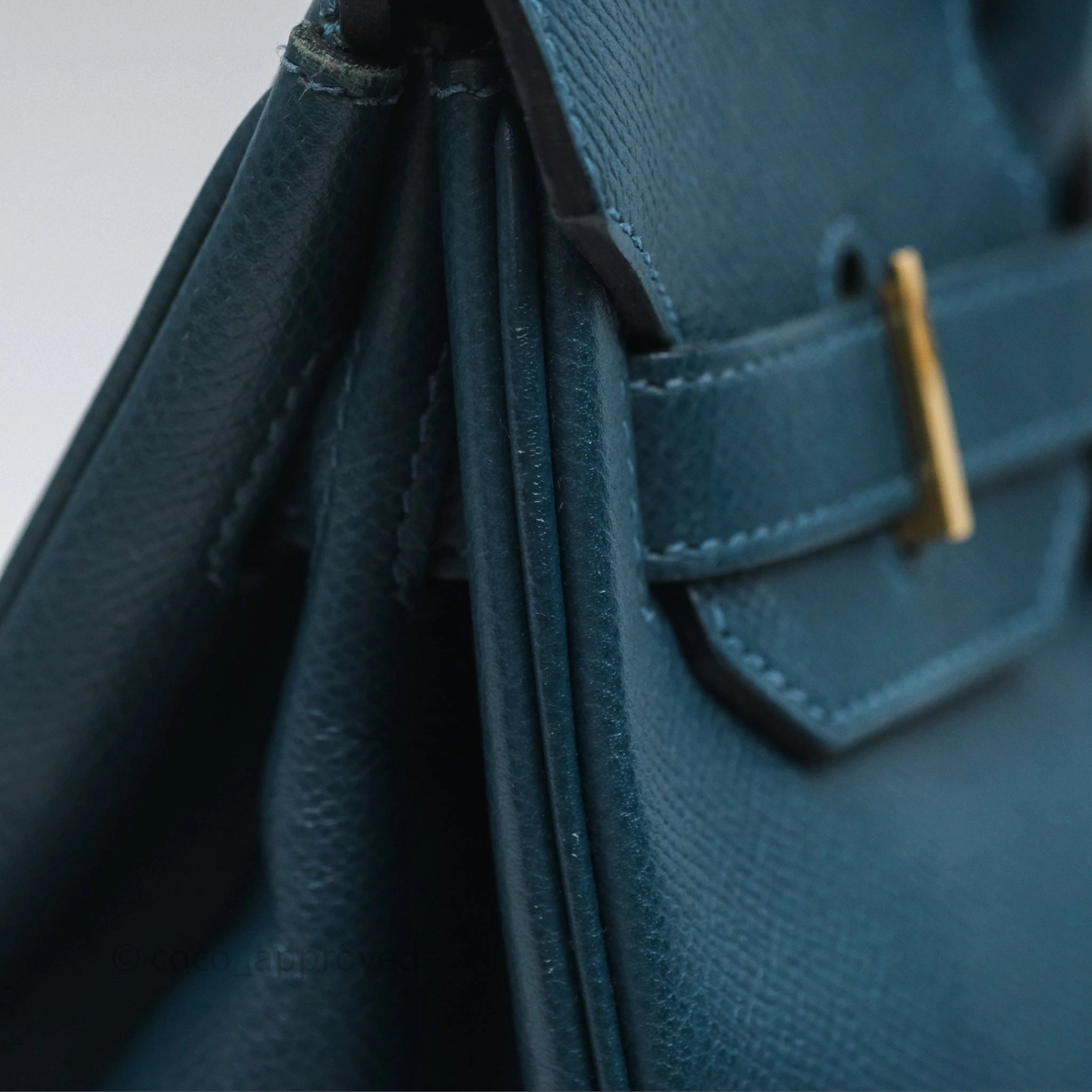 Herms Birkin 30 Retourne Bleu de Prusse 7P Epsom Gold Hardware
