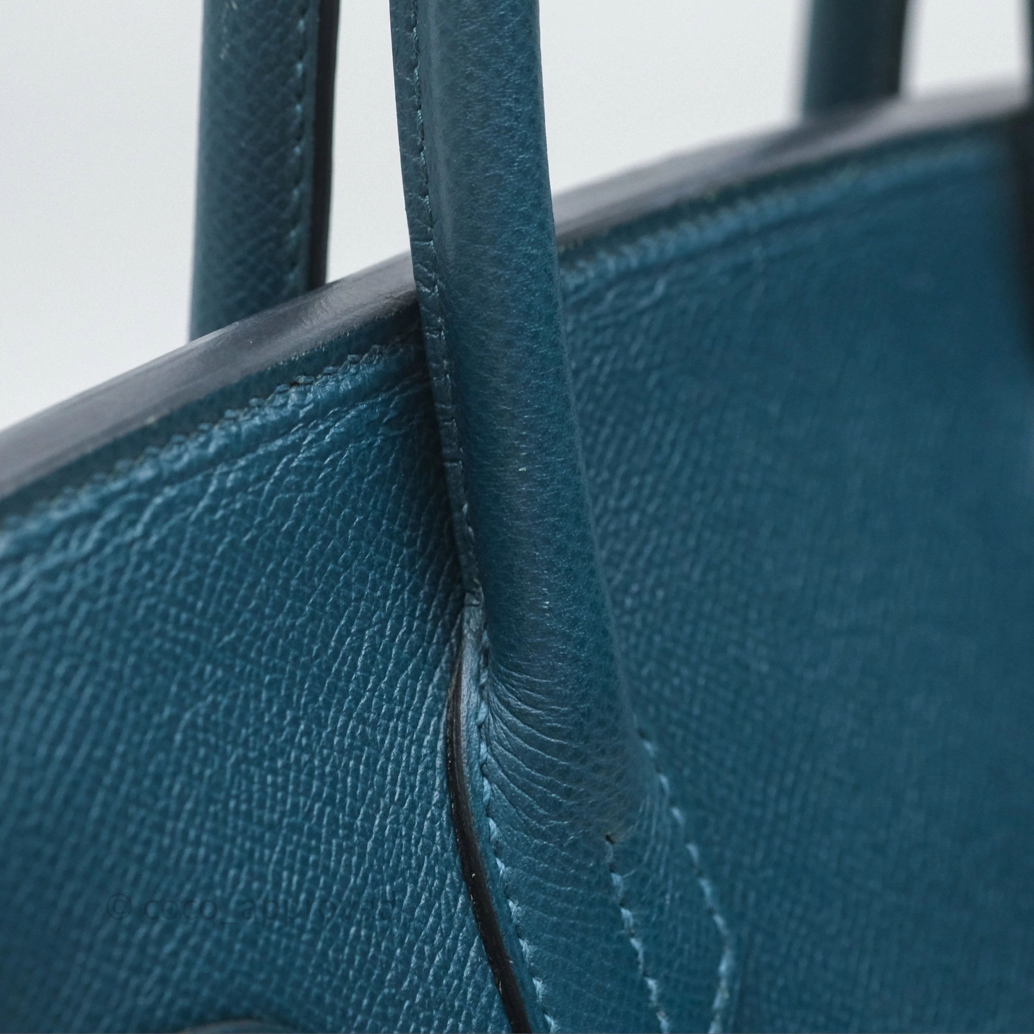 Herms Birkin 30 Retourne Bleu de Prusse 7P Epsom Gold Hardware