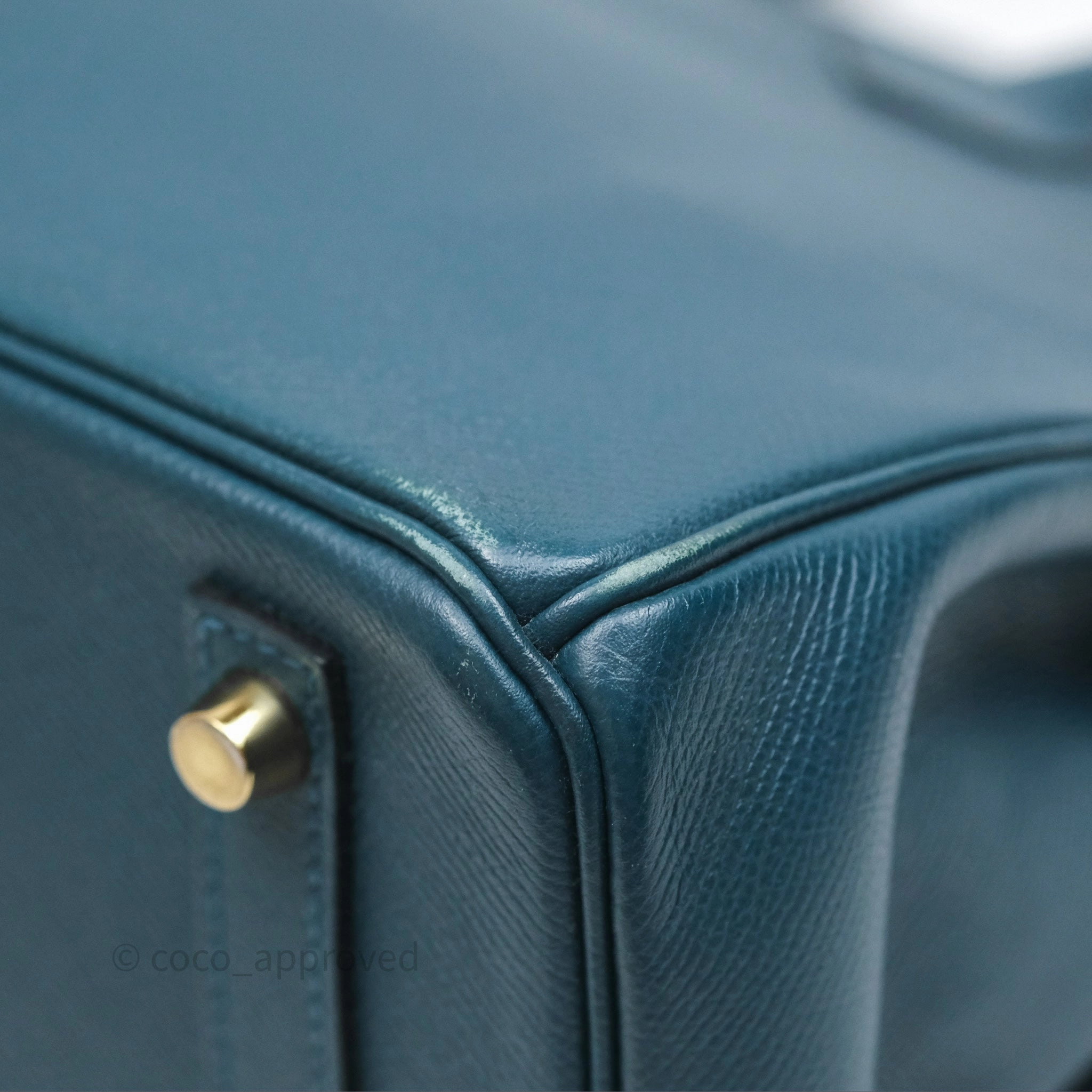 Herms Birkin 30 Retourne Bleu de Prusse 7P Epsom Gold Hardware
