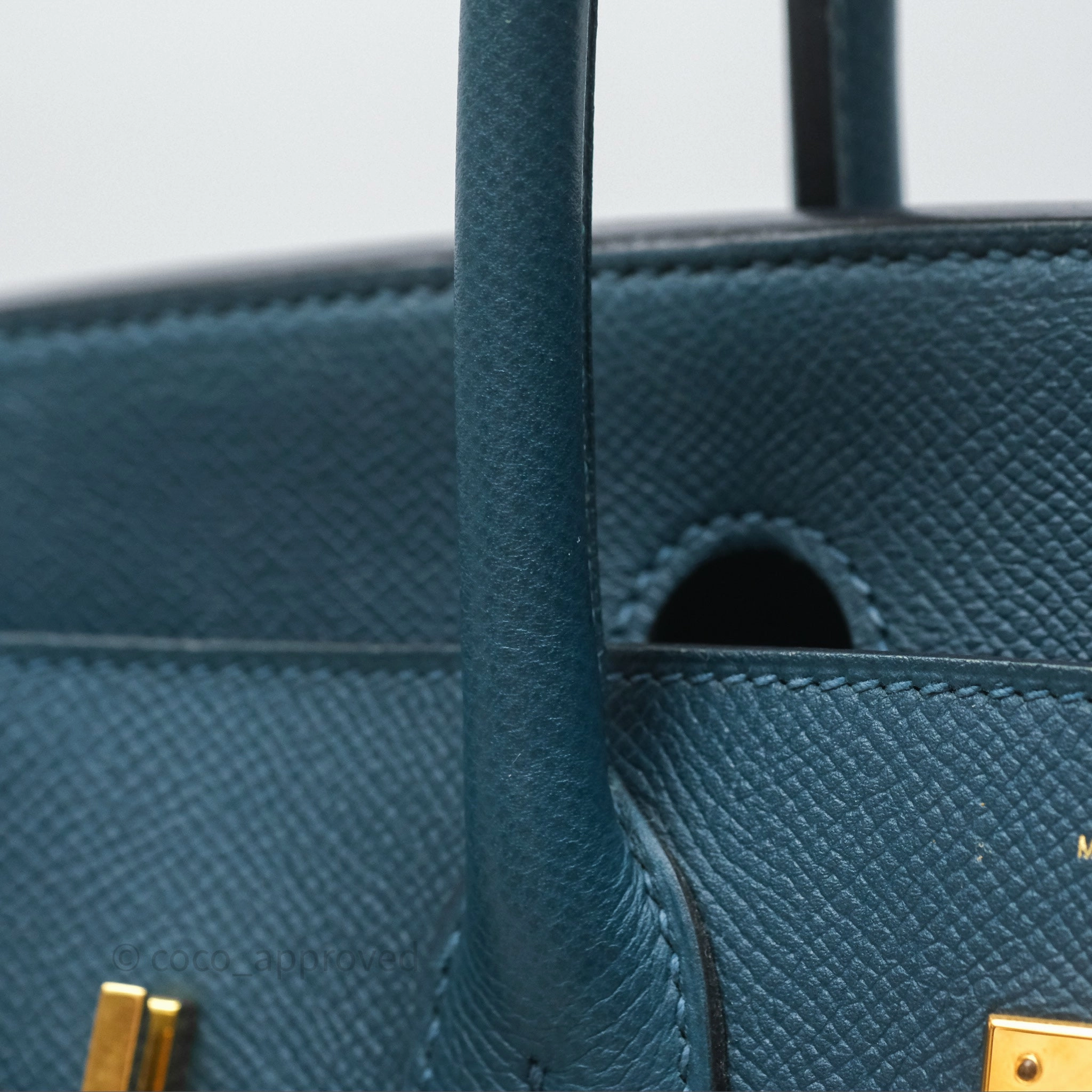 Herms Birkin 30 Retourne Bleu de Prusse 7P Epsom Gold Hardware