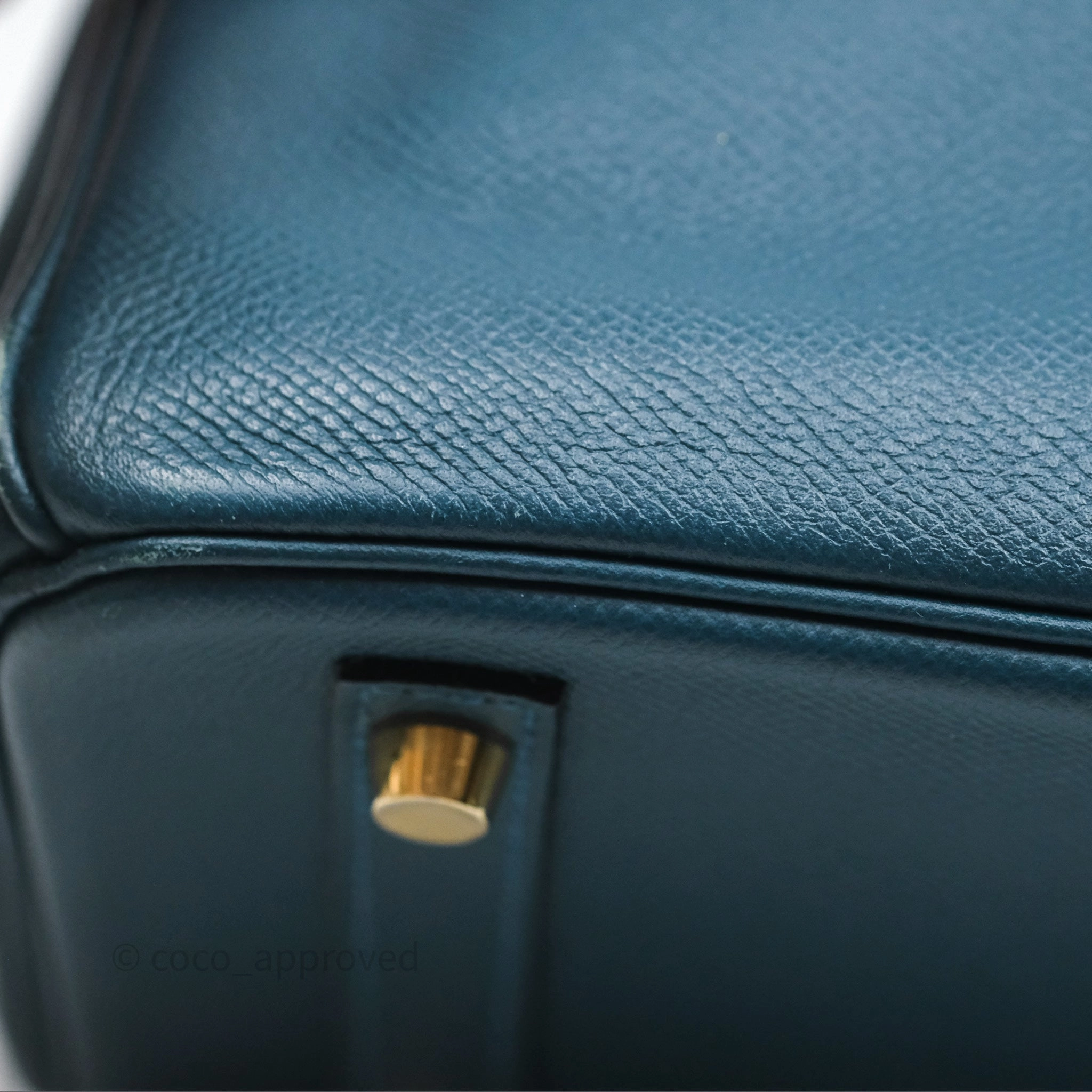 Herms Birkin 30 Retourne Bleu de Prusse 7P Epsom Gold Hardware
