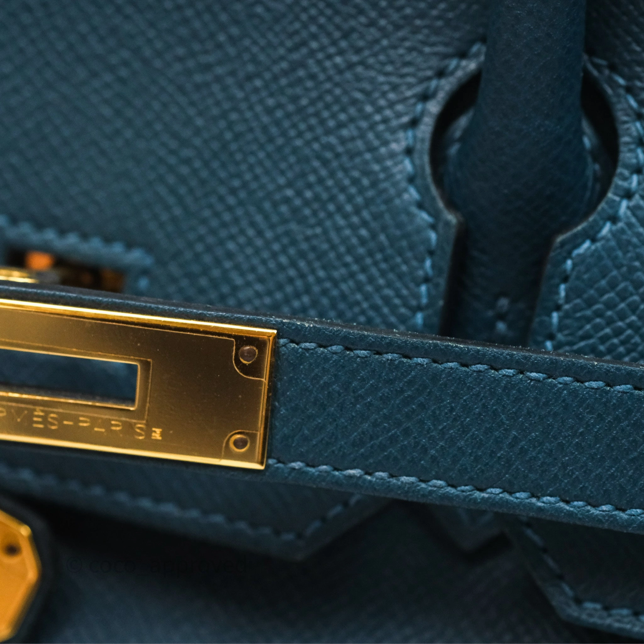 Herms Birkin 30 Retourne Bleu de Prusse 7P Epsom Gold Hardware