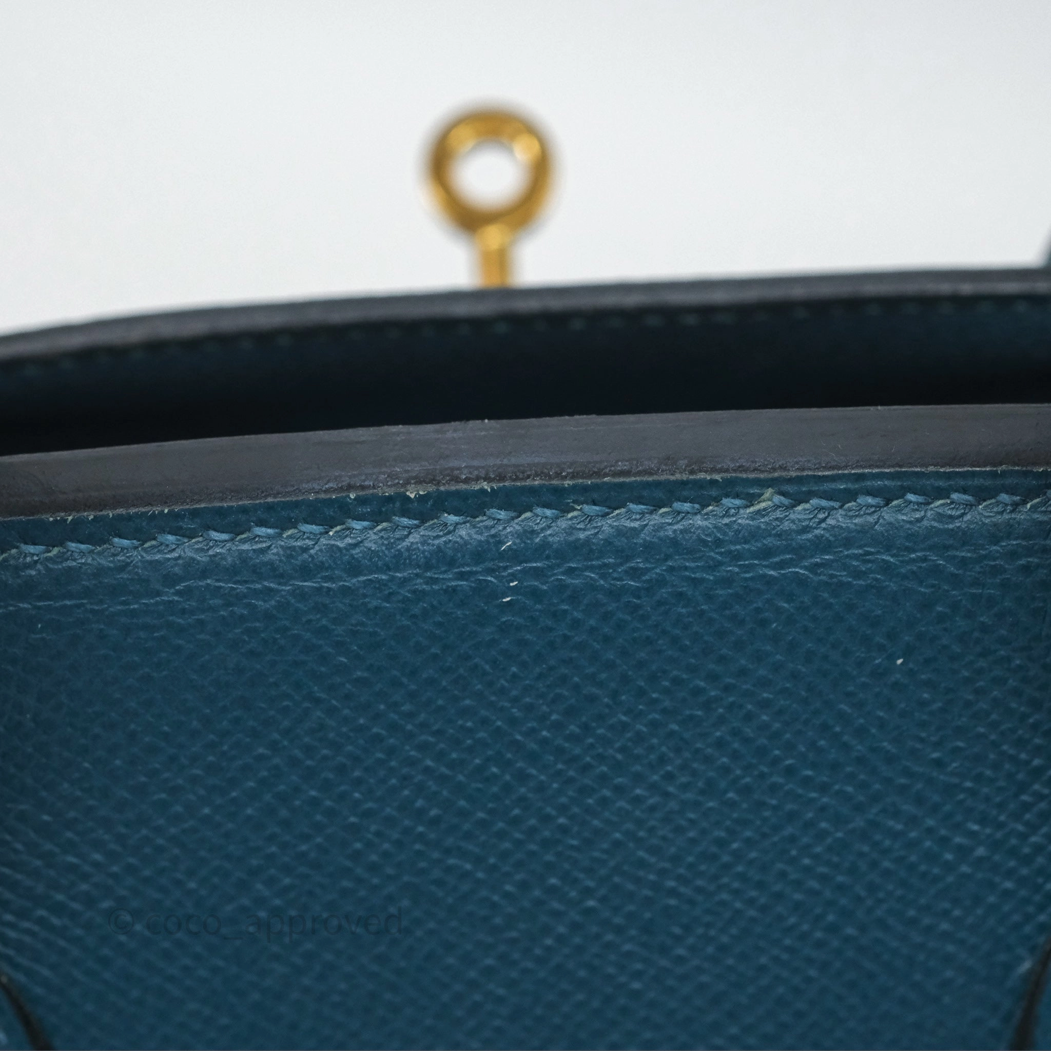Herms Birkin 30 Retourne Bleu de Prusse 7P Epsom Gold Hardware