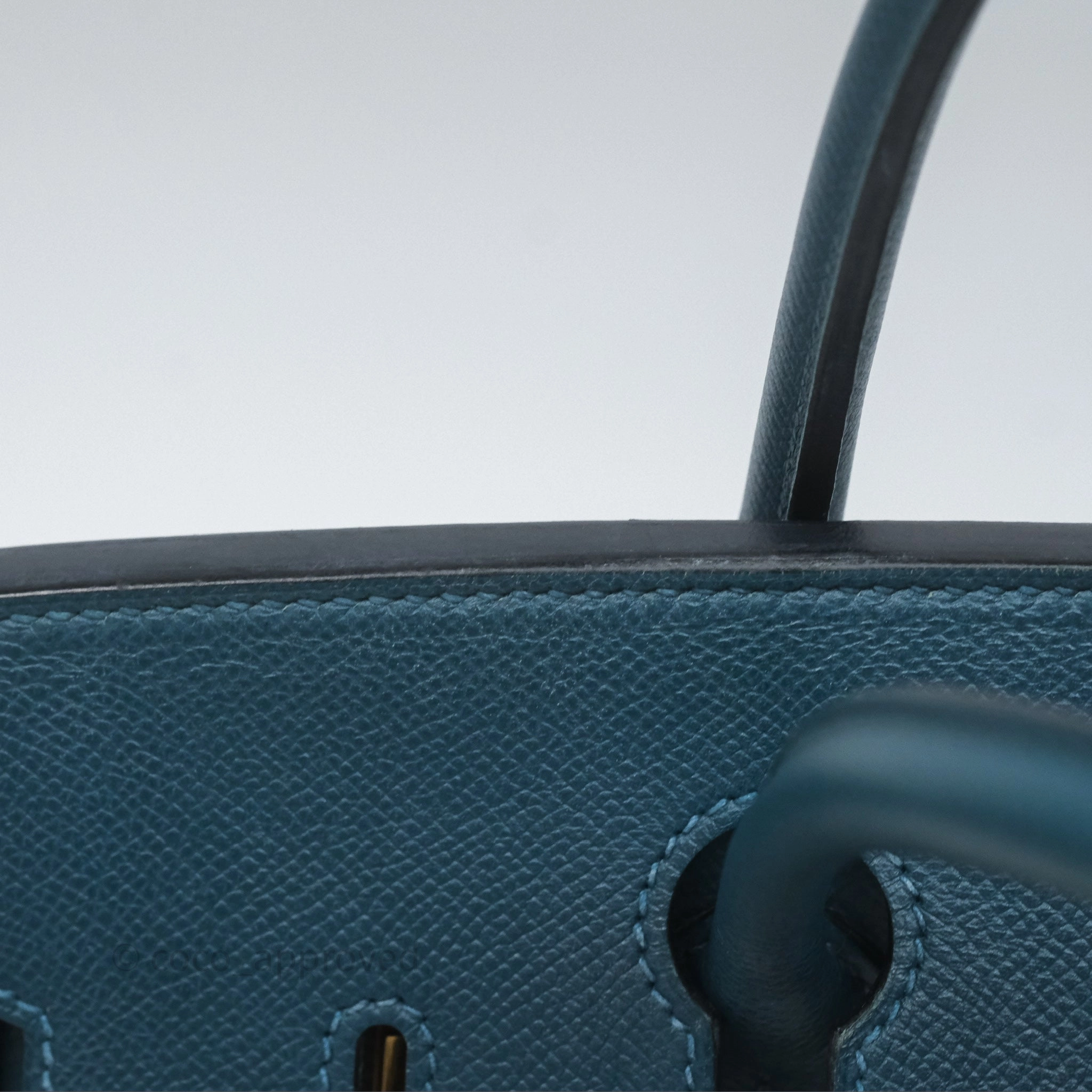 Herms Birkin 30 Retourne Bleu de Prusse 7P Epsom Gold Hardware