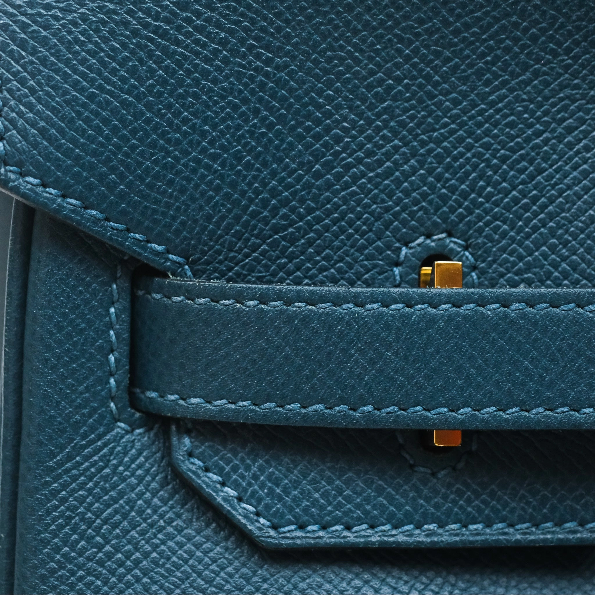 Herms Birkin 30 Retourne Bleu de Prusse 7P Epsom Gold Hardware