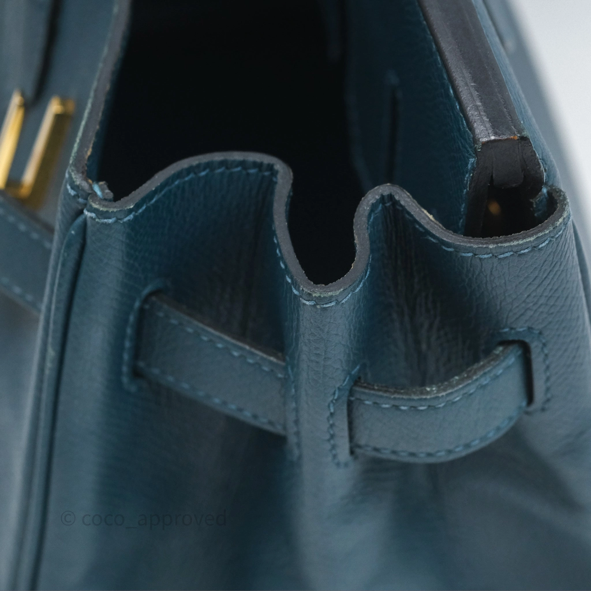 Herms Birkin 30 Retourne Bleu de Prusse 7P Epsom Gold Hardware