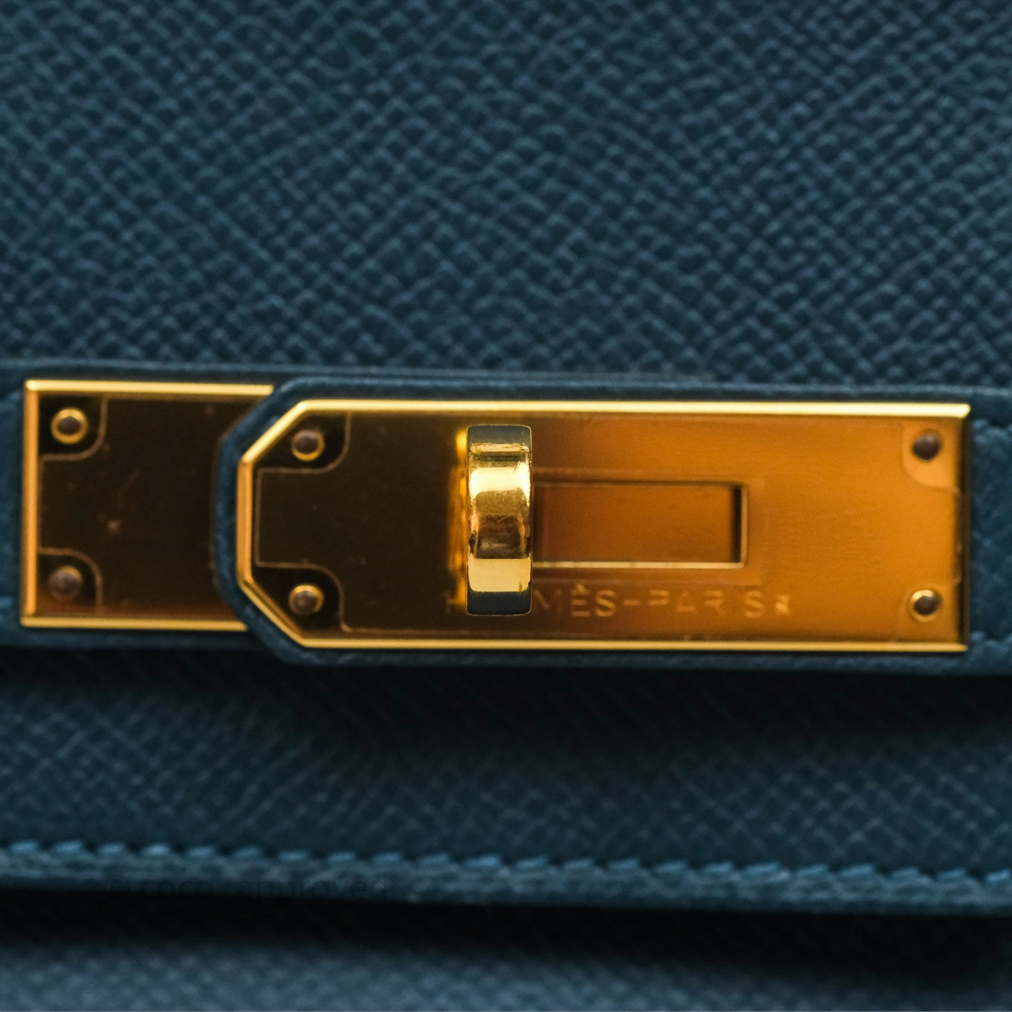 Herms Birkin 30 Retourne Bleu de Prusse 7P Epsom Gold Hardware