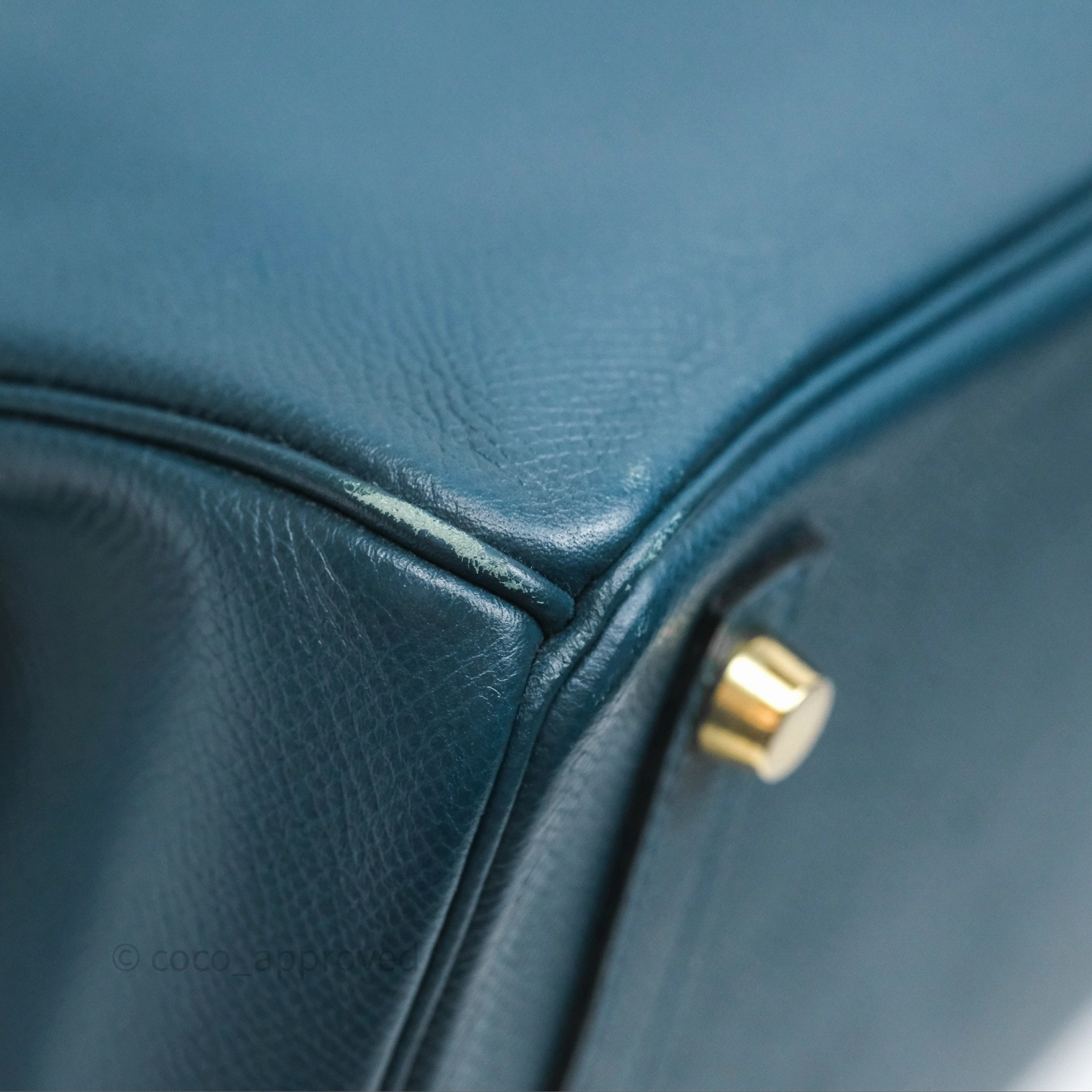 Herms Birkin 30 Retourne Bleu de Prusse 7P Epsom Gold Hardware
