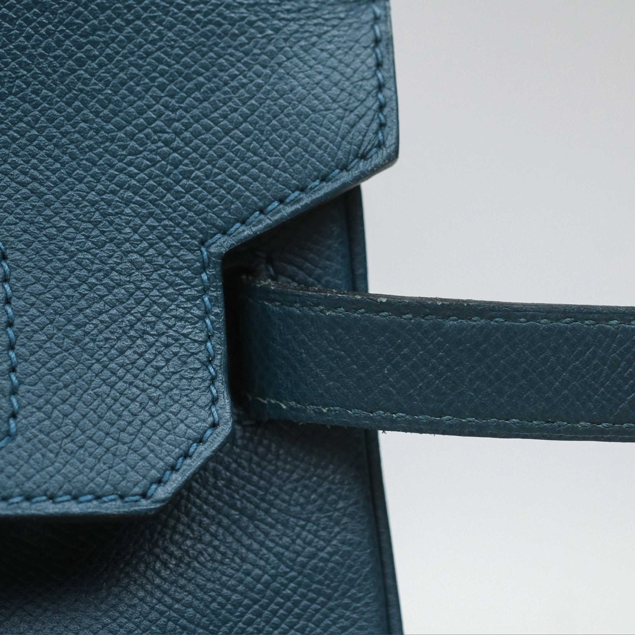 Herms Birkin 30 Retourne Bleu de Prusse 7P Epsom Gold Hardware