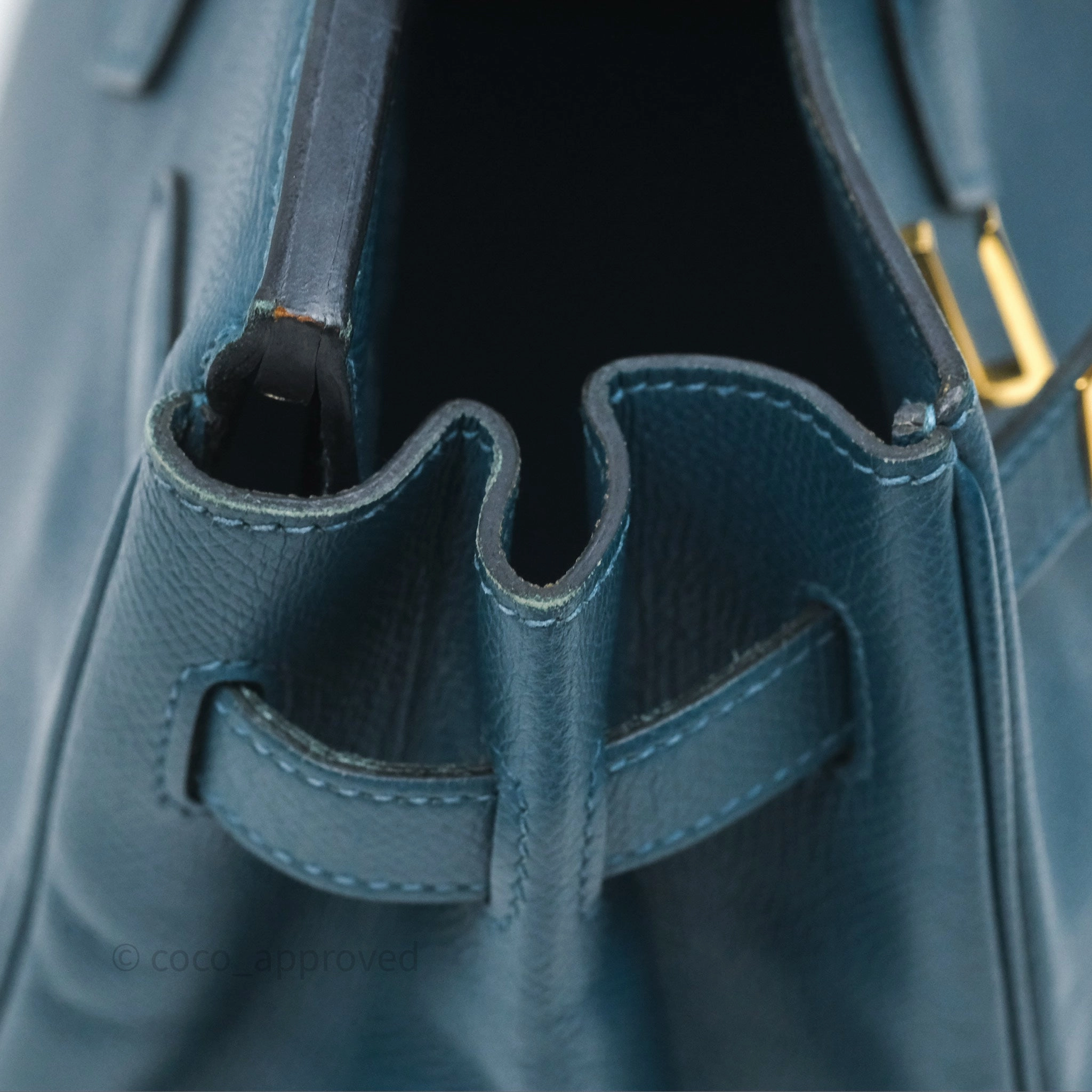 Herms Birkin 30 Retourne Bleu de Prusse 7P Epsom Gold Hardware