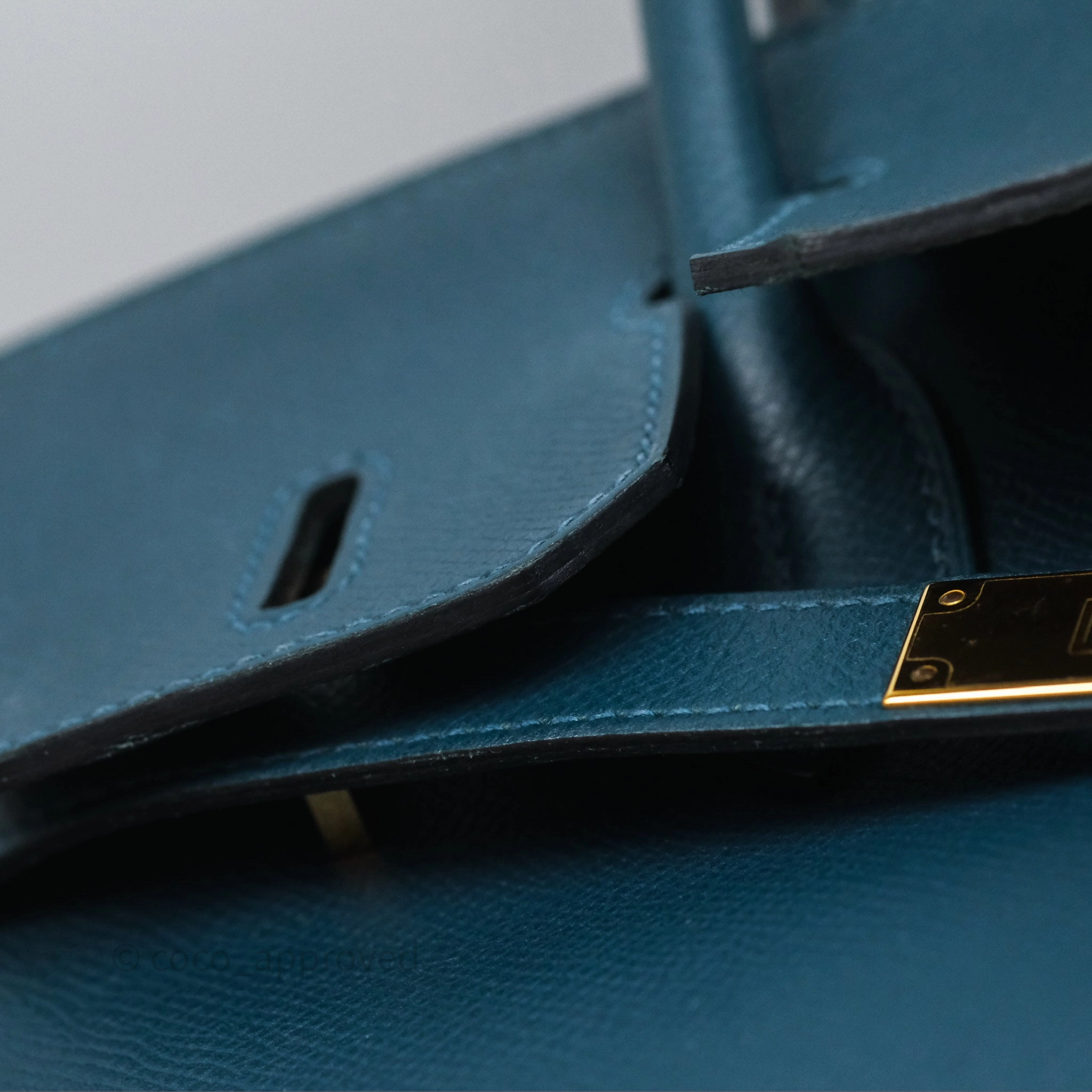Herms Birkin 30 Retourne Bleu de Prusse 7P Epsom Gold Hardware
