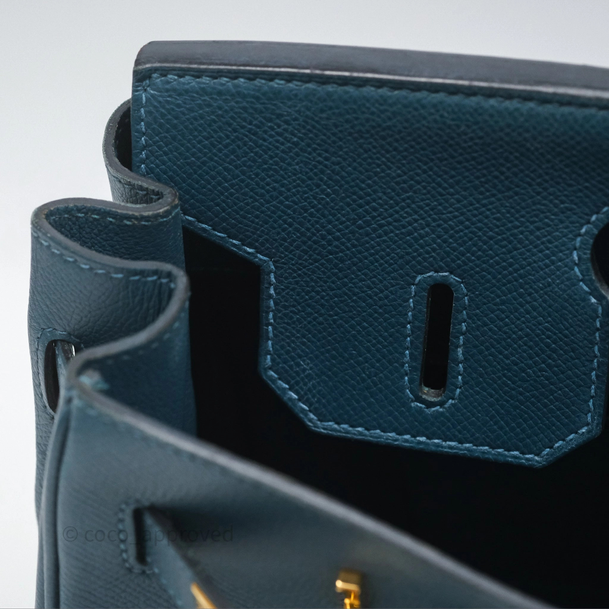 Herms Birkin 30 Retourne Bleu de Prusse 7P Epsom Gold Hardware