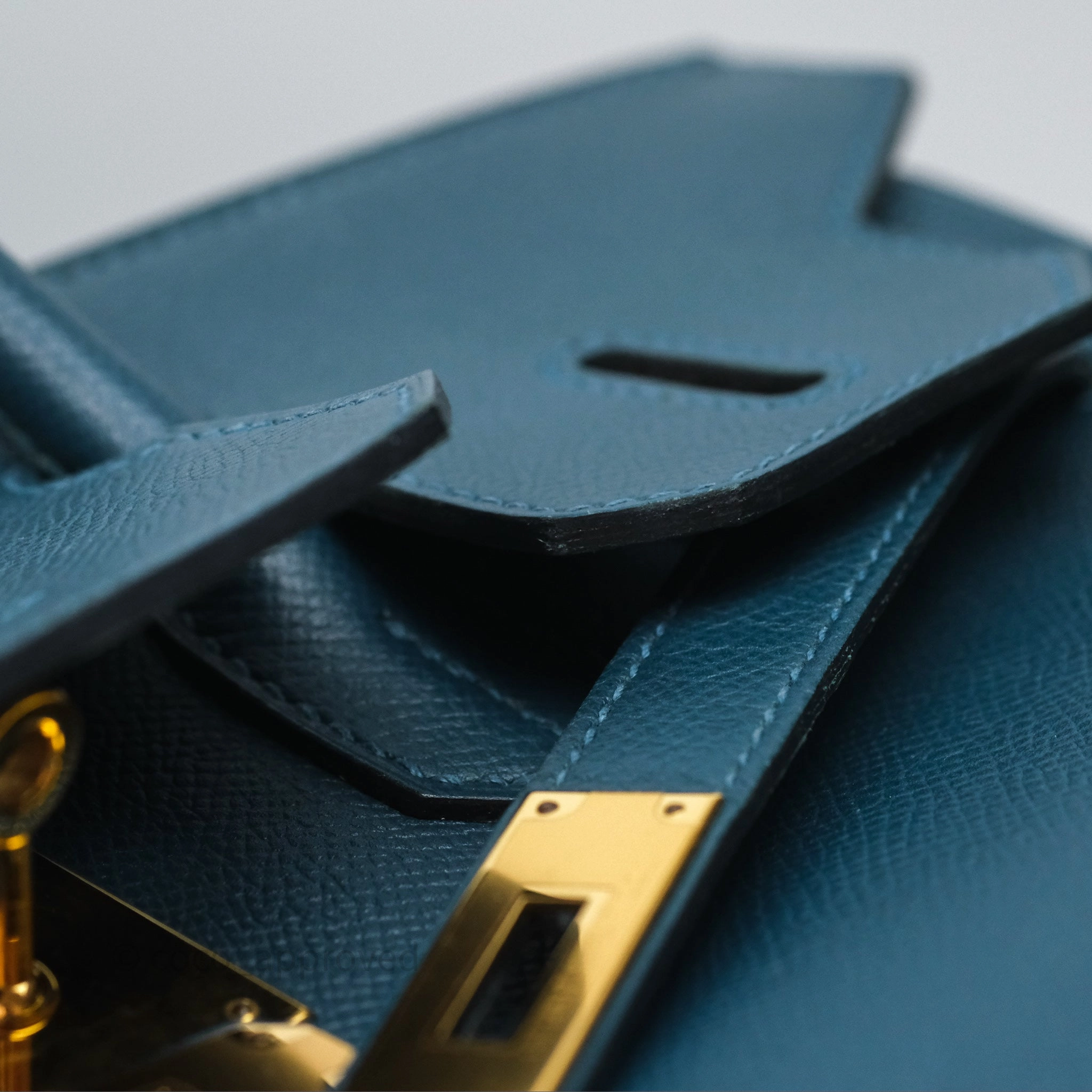 Herms Birkin 30 Retourne Bleu de Prusse 7P Epsom Gold Hardware