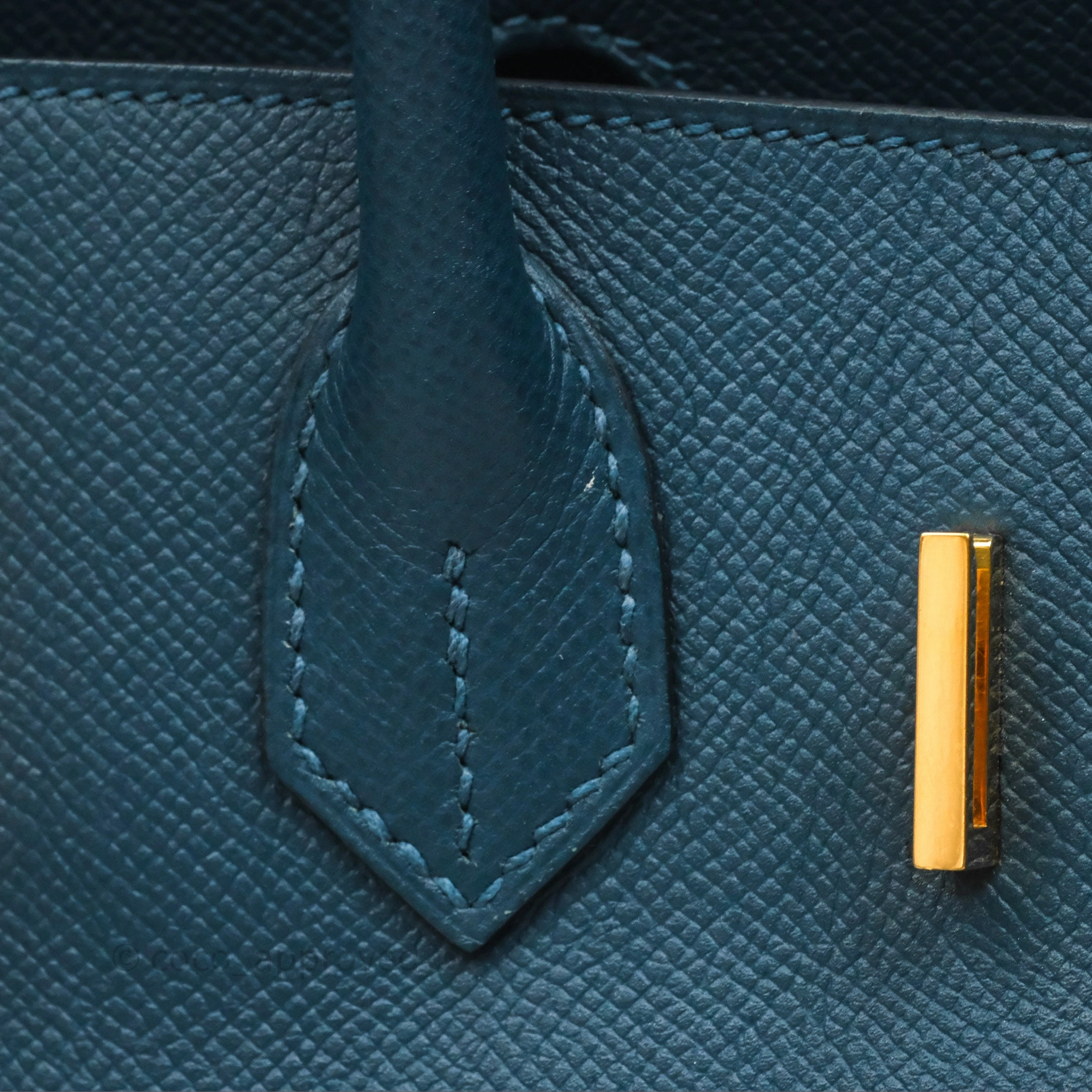 Herms Birkin 30 Retourne Bleu de Prusse 7P Epsom Gold Hardware