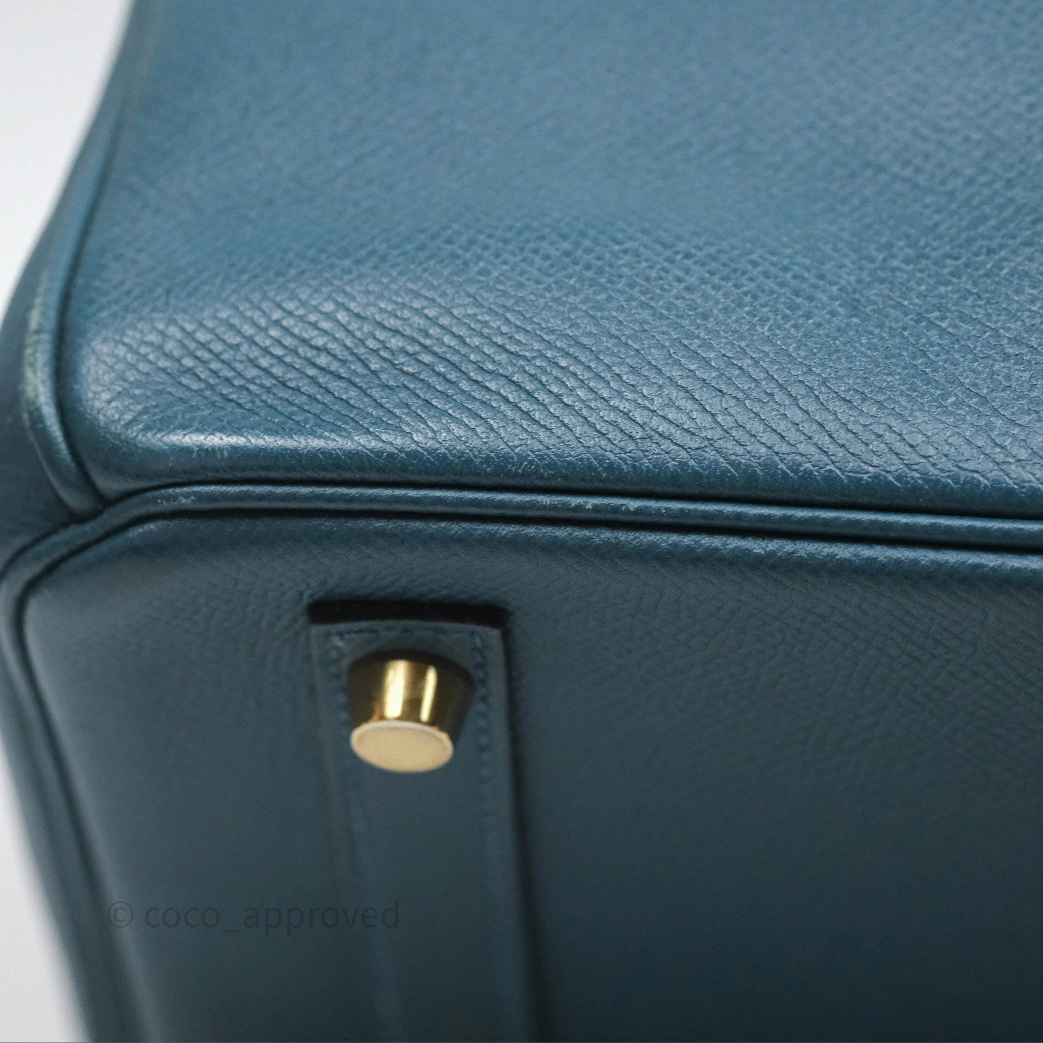 Herms Birkin 30 Retourne Bleu de Prusse 7P Epsom Gold Hardware
