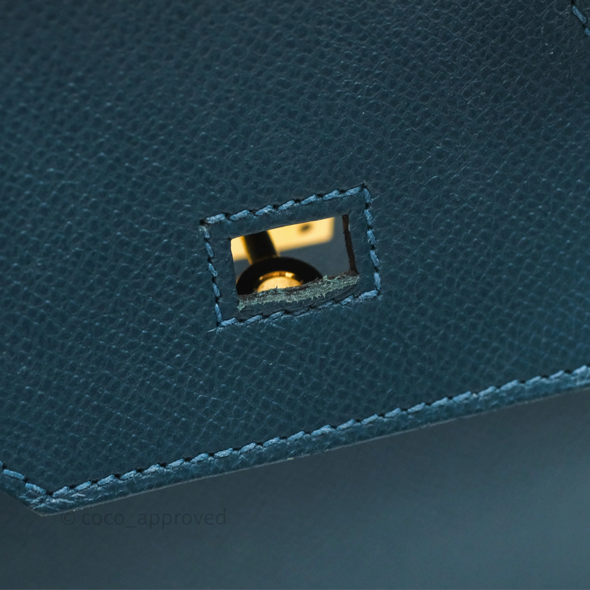 Herms Birkin 30 Retourne Bleu de Prusse 7P Epsom Gold Hardware