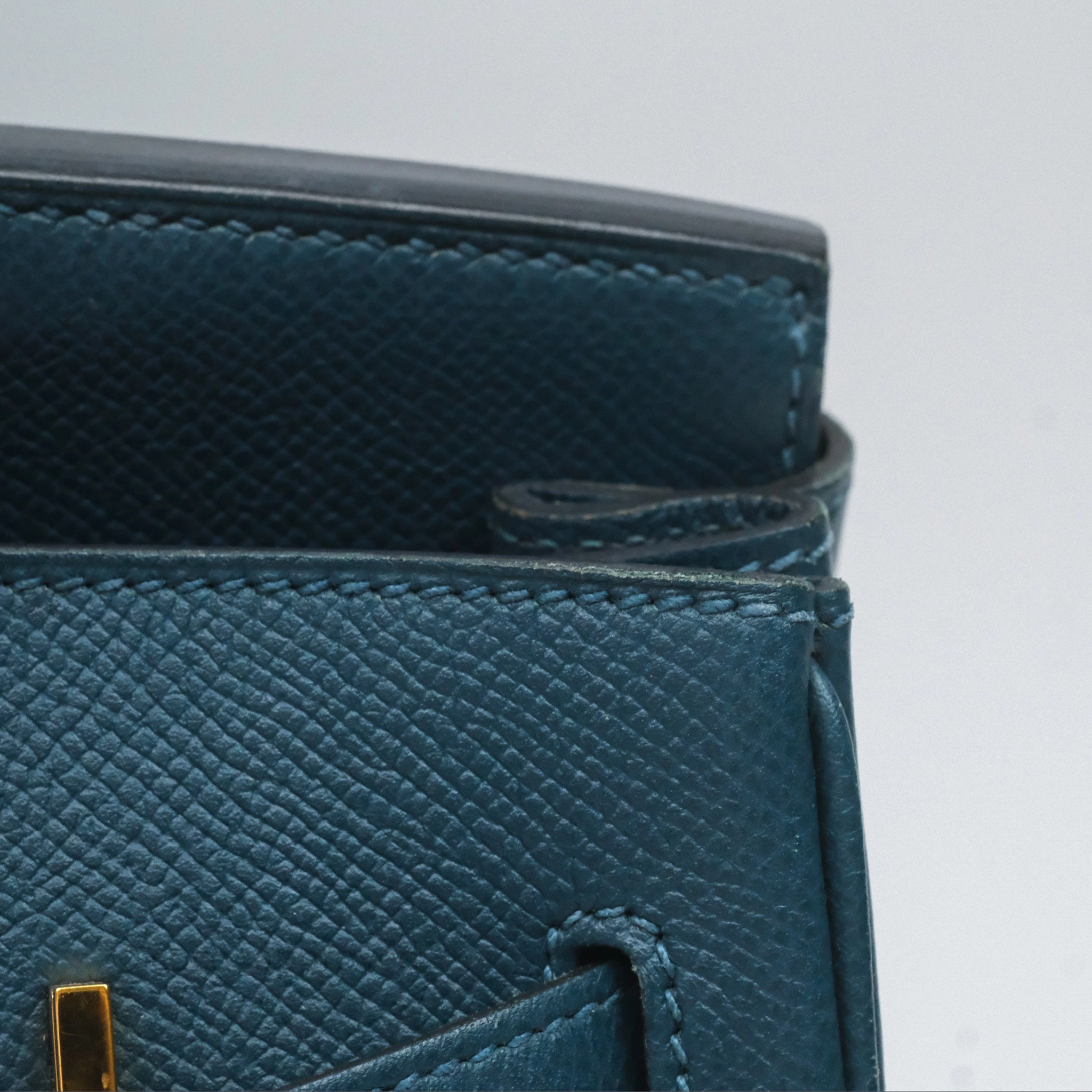 Herms Birkin 30 Retourne Bleu de Prusse 7P Epsom Gold Hardware