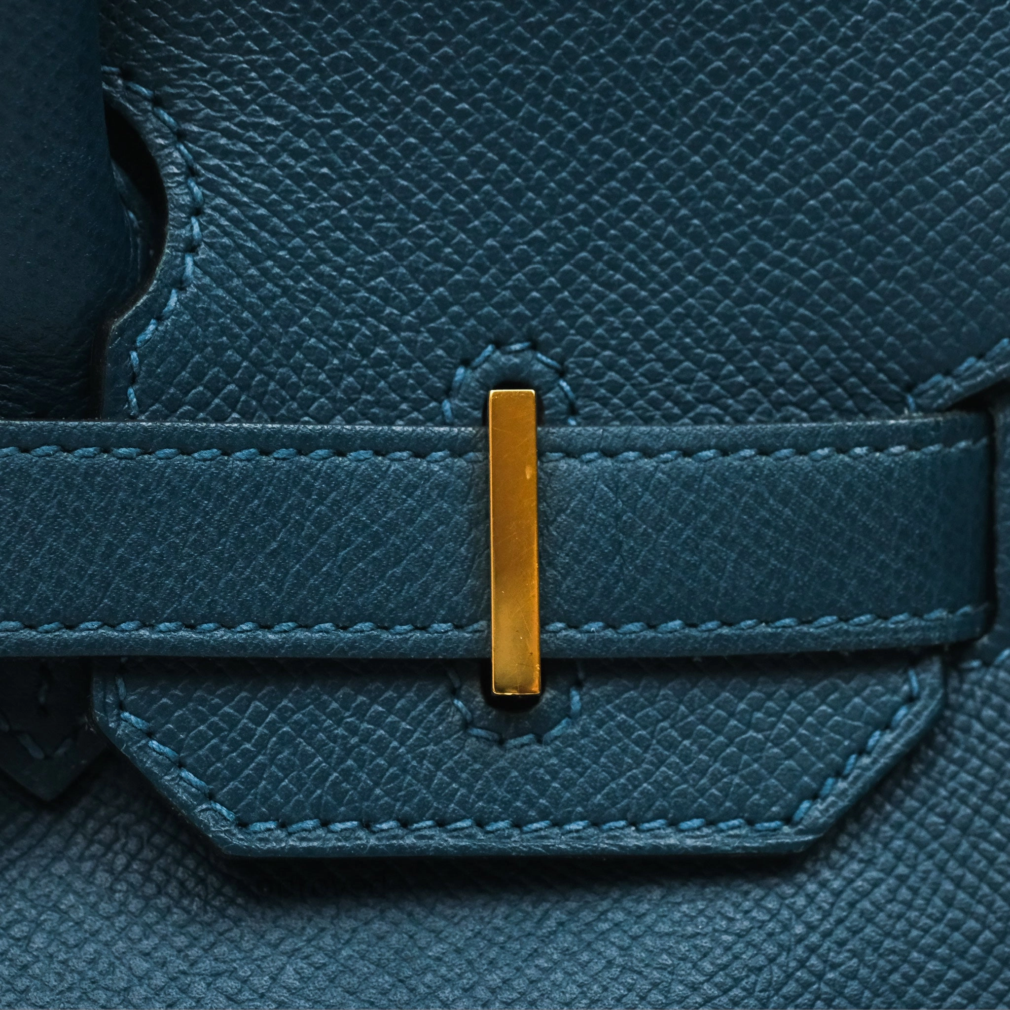 Herms Birkin 30 Retourne Bleu de Prusse 7P Epsom Gold Hardware