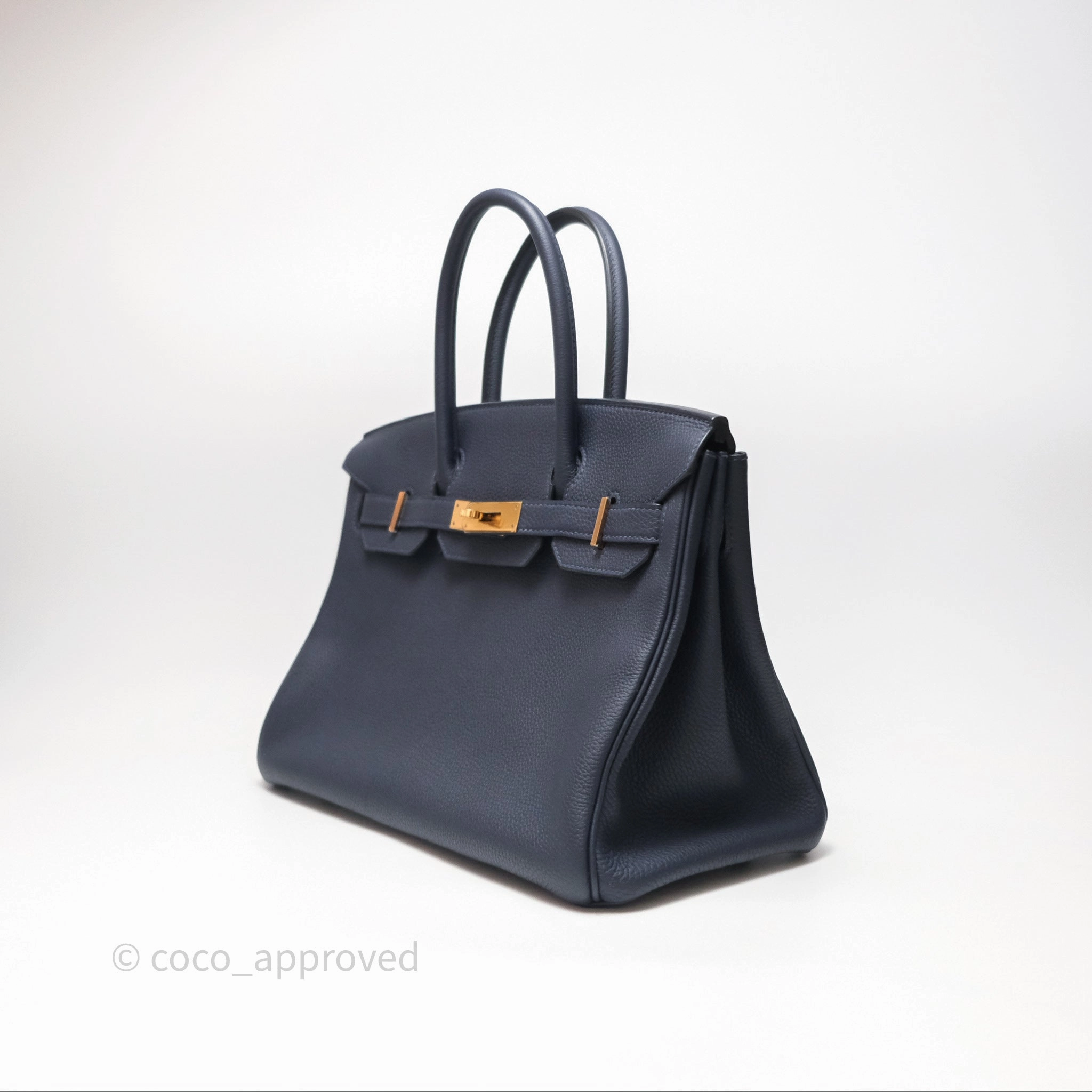 Herms Birkin 30 Retourne Bleu Nuit 2Z Togo Gold Hardware