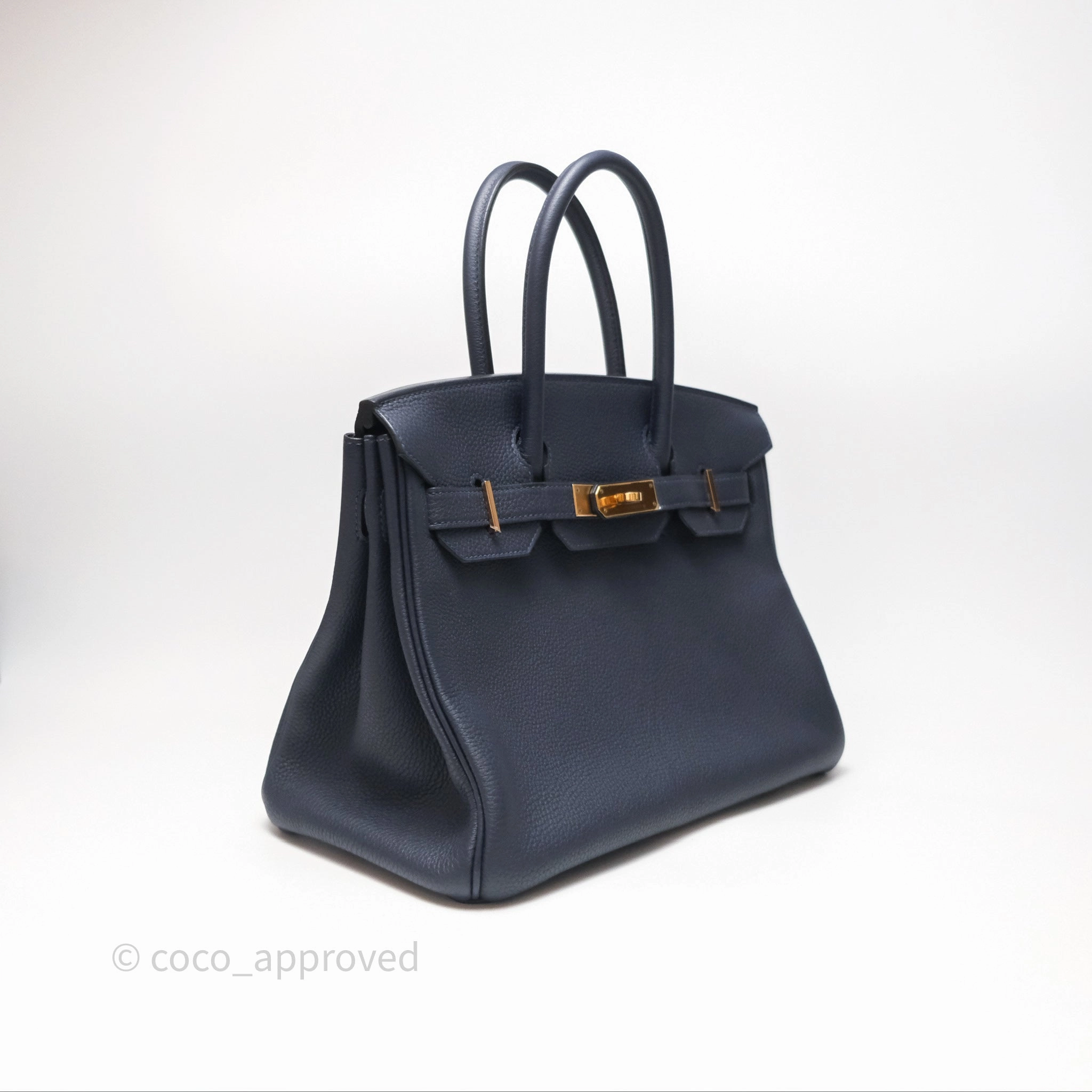 Herms Birkin 30 Retourne Bleu Nuit 2Z Togo Gold Hardware