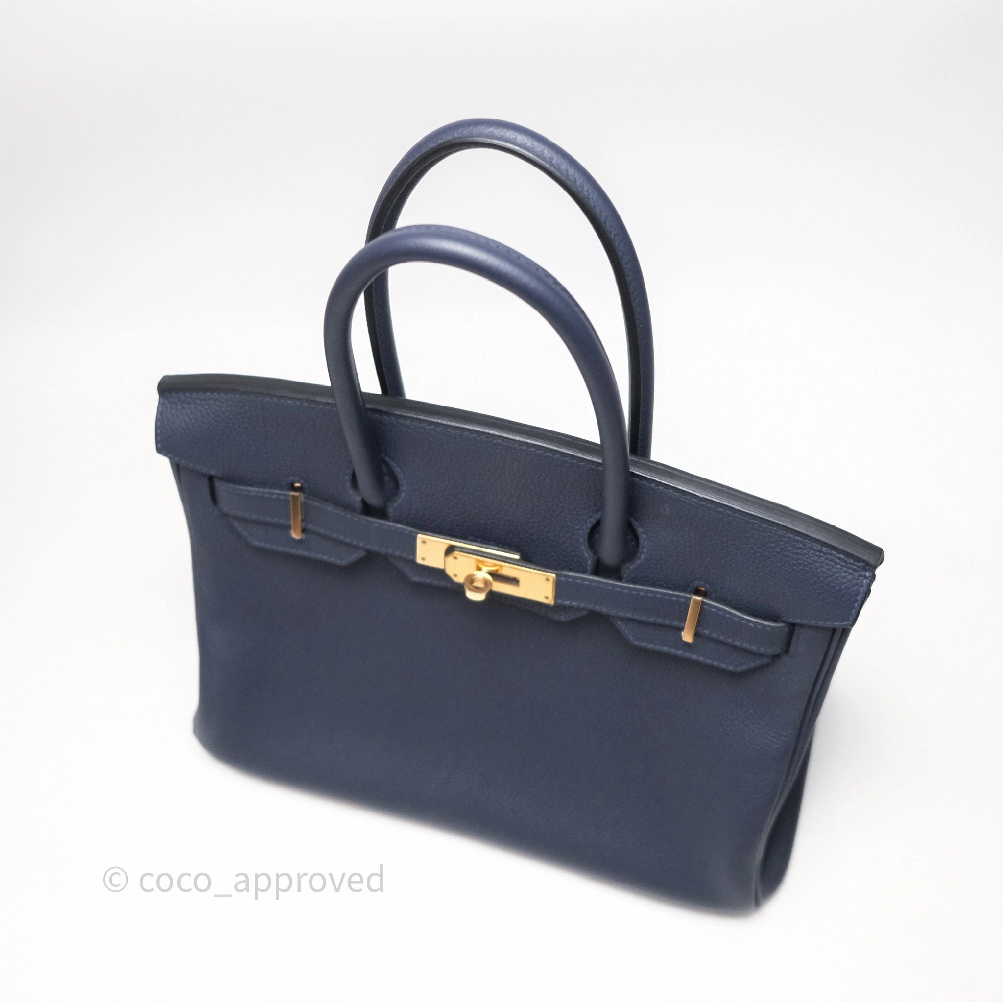 Herms Birkin 30 Retourne Bleu Nuit 2Z Togo Gold Hardware