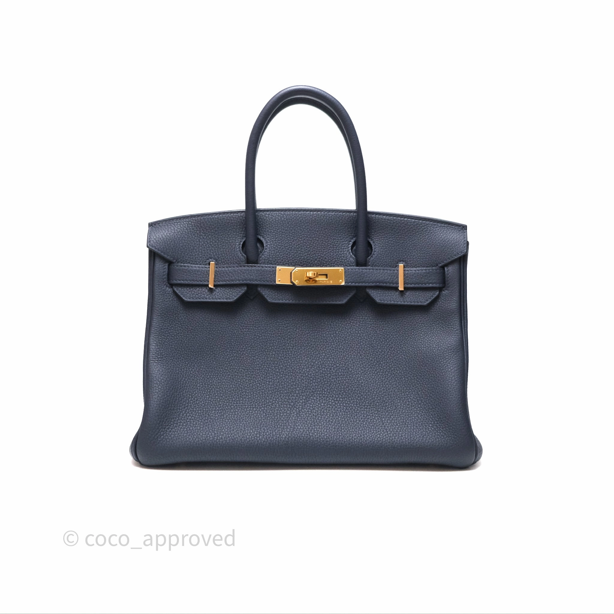 Herms Birkin 30 Retourne Bleu Nuit 2Z Togo Gold Hardware