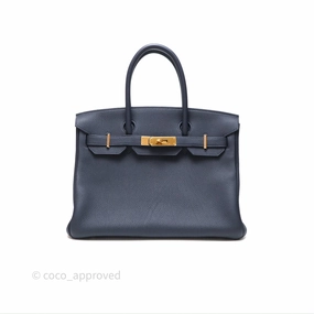Herms Birkin 30 Retourne Bleu Nuit 2Z Togo Gold Hardware