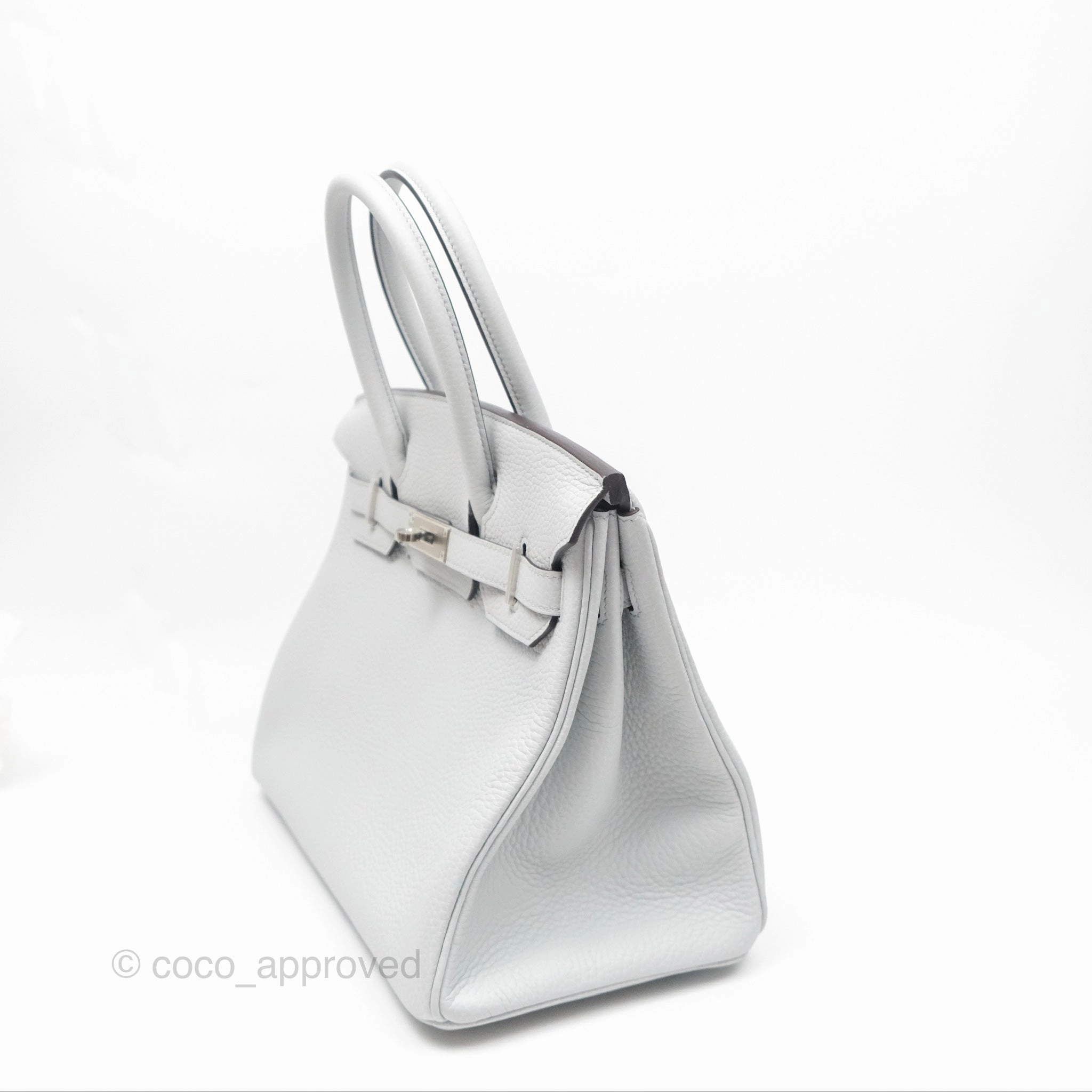 Herms Birkin 30 Retourne Blue Pale Clemence Palladium Hardware