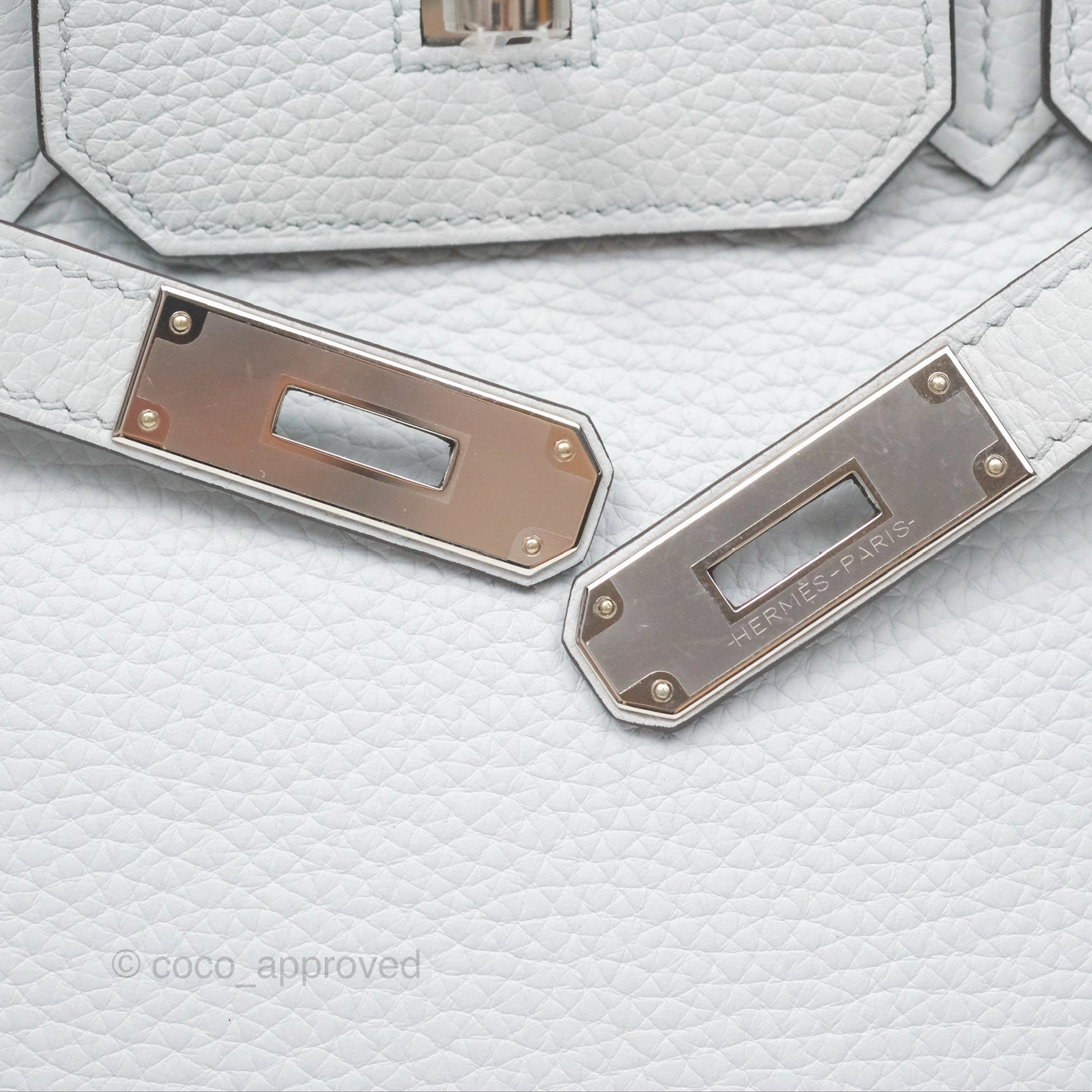 Herms Birkin 30 Retourne Blue Pale Clemence Palladium Hardware