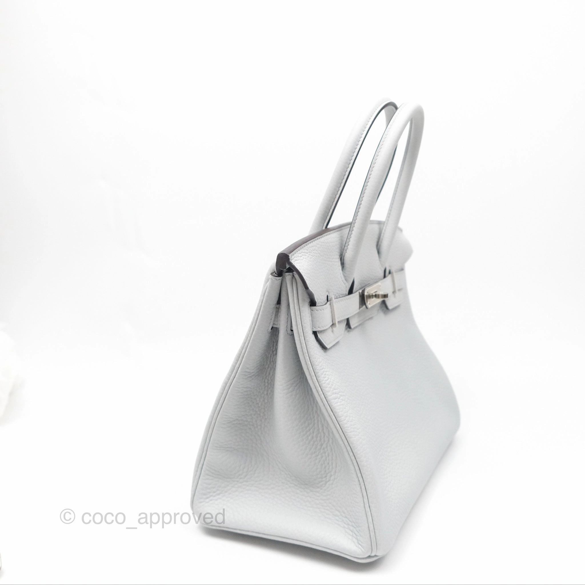 Herms Birkin 30 Retourne Blue Pale Clemence Palladium Hardware