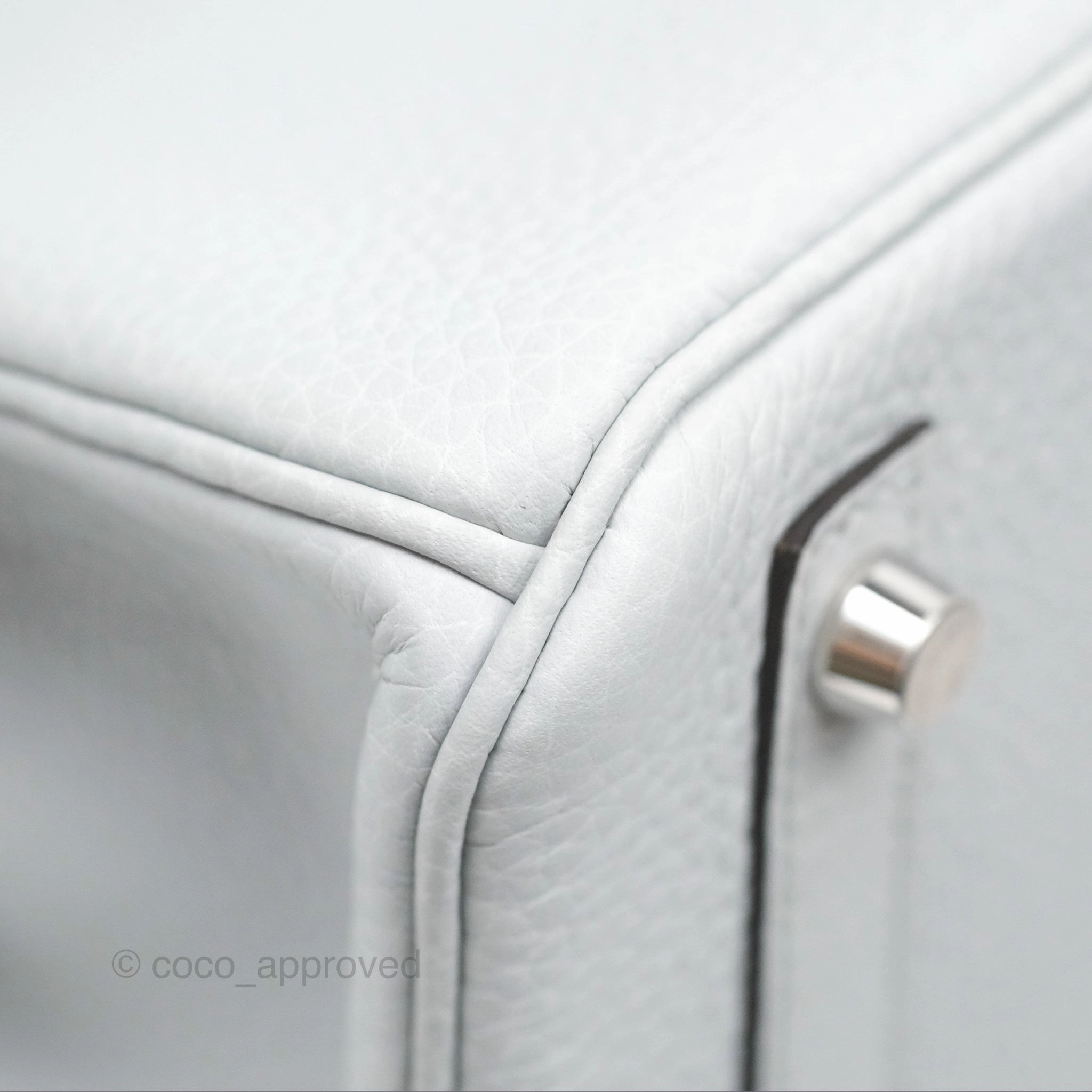 Herms Birkin 30 Retourne Blue Pale Clemence Palladium Hardware
