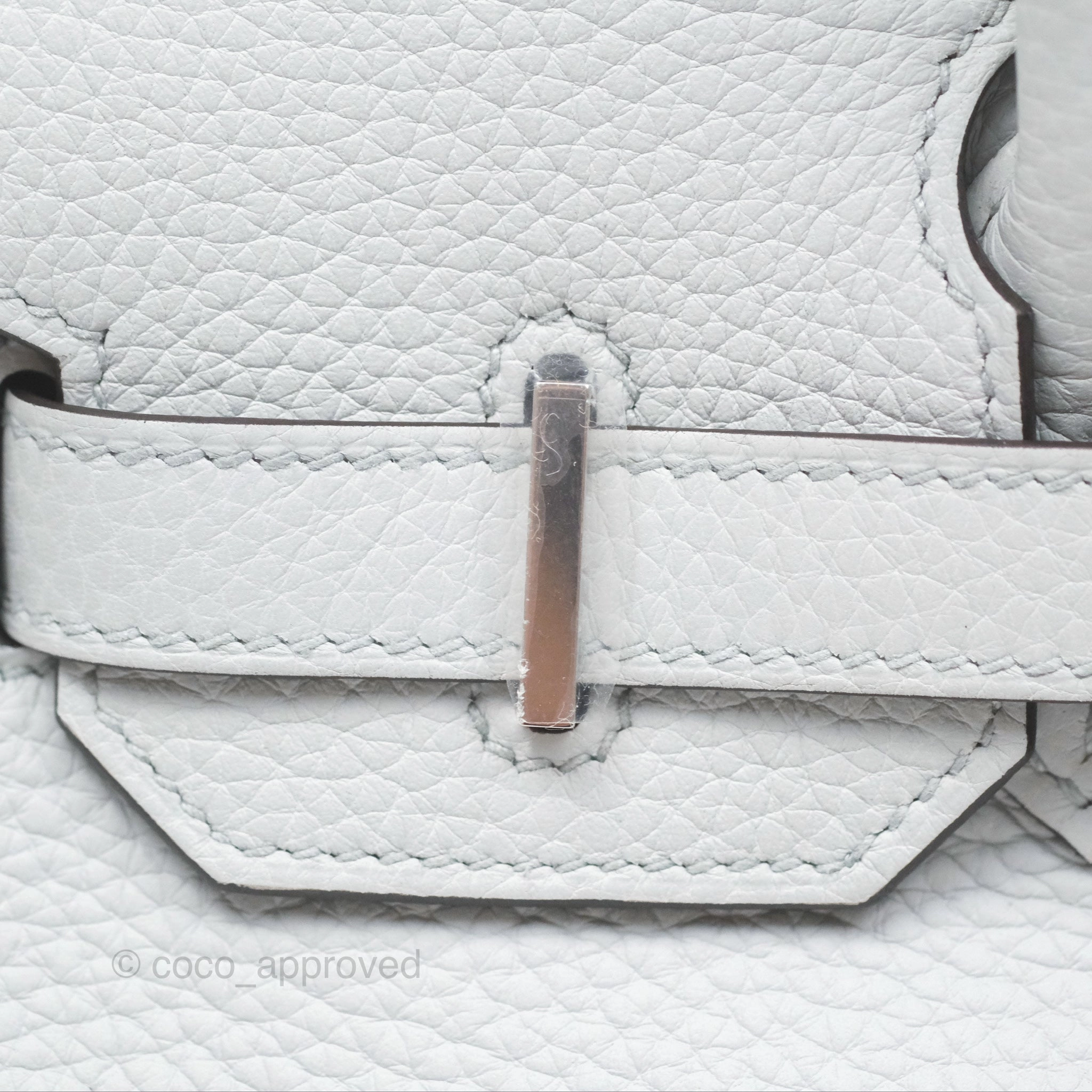 Herms Birkin 30 Retourne Blue Pale Clemence Palladium Hardware