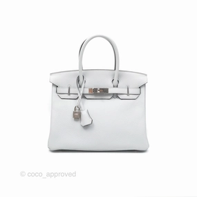 Herms Birkin 30 Retourne Blue Pale Clemence Palladium Hardware