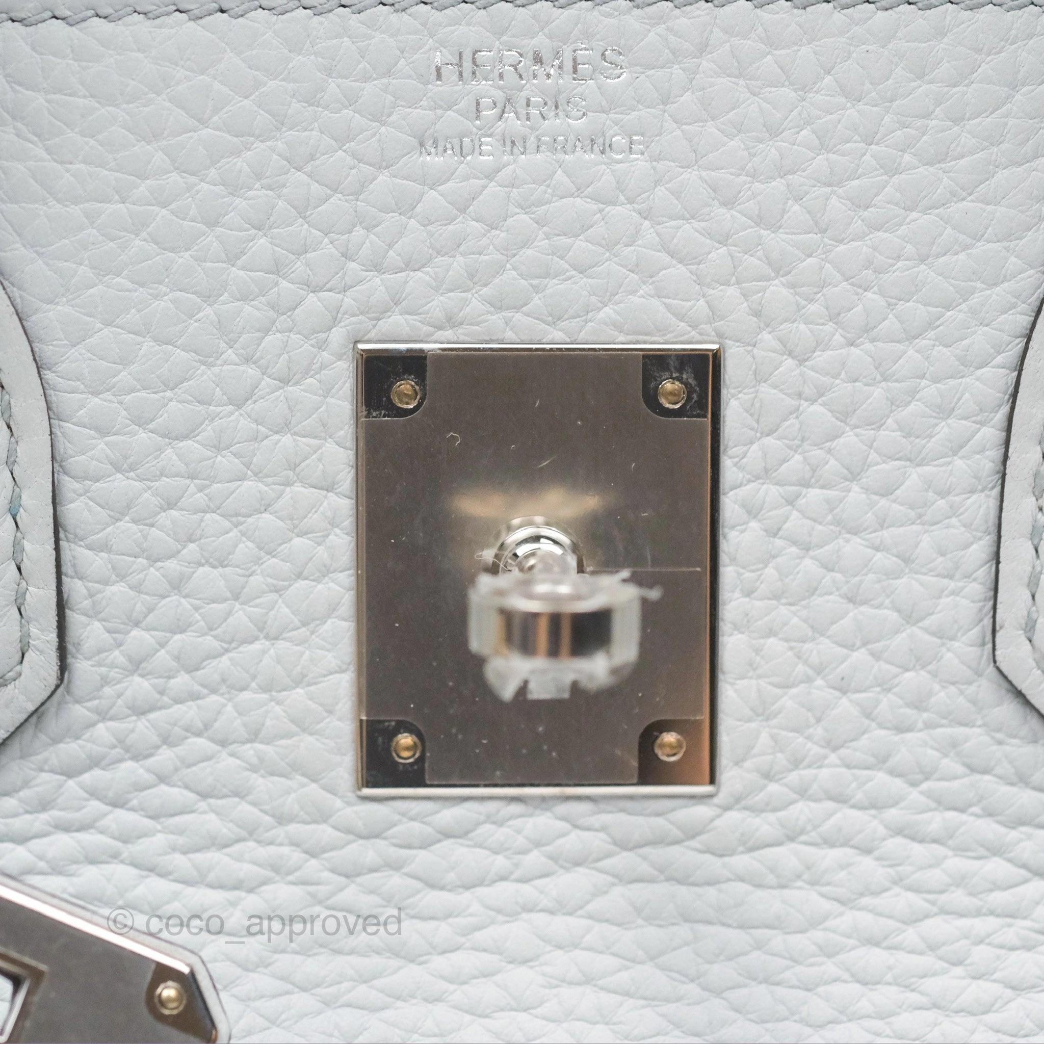 Herms Birkin 30 Retourne Blue Pale Clemence Palladium Hardware
