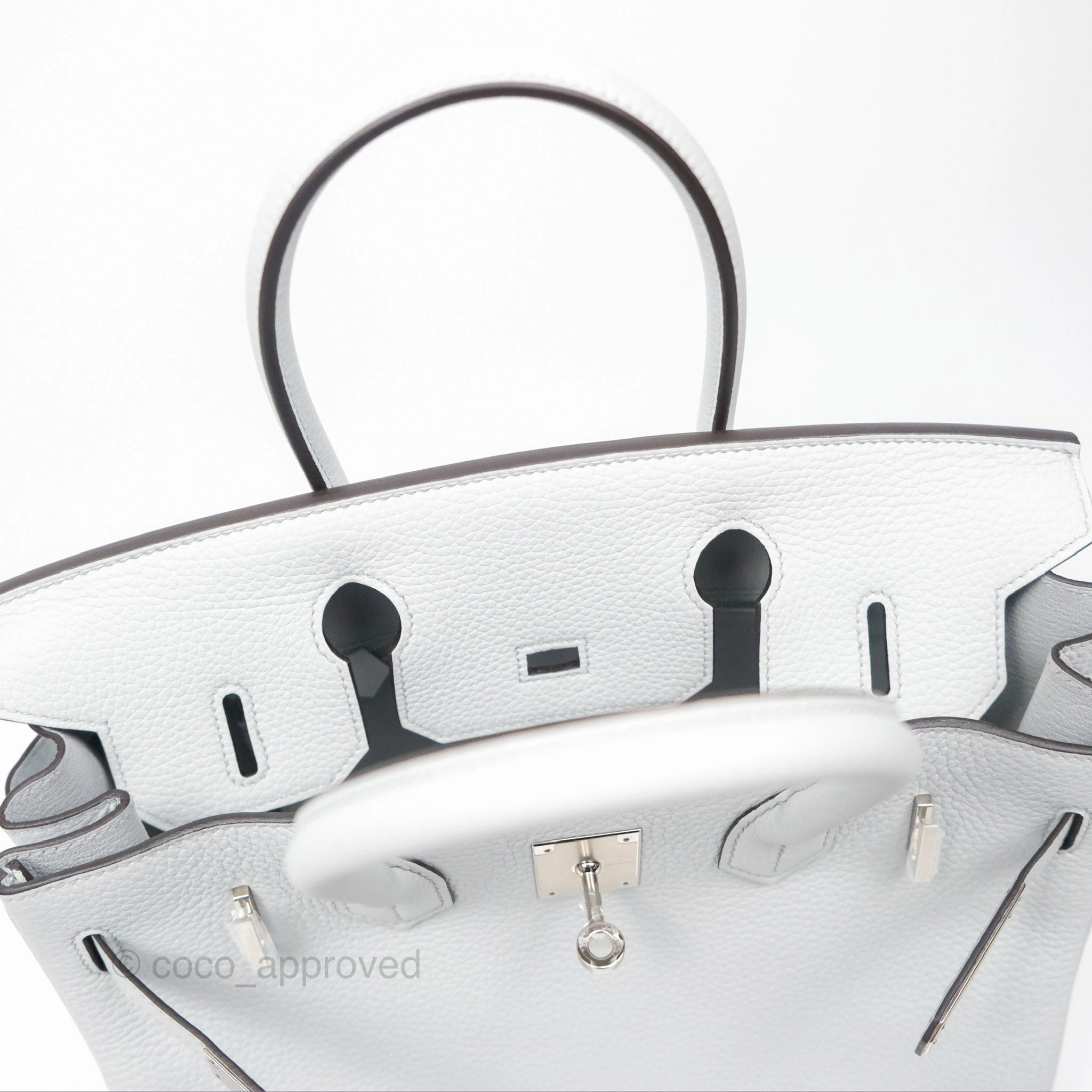 Herms Birkin 30 Retourne Blue Pale Clemence Palladium Hardware