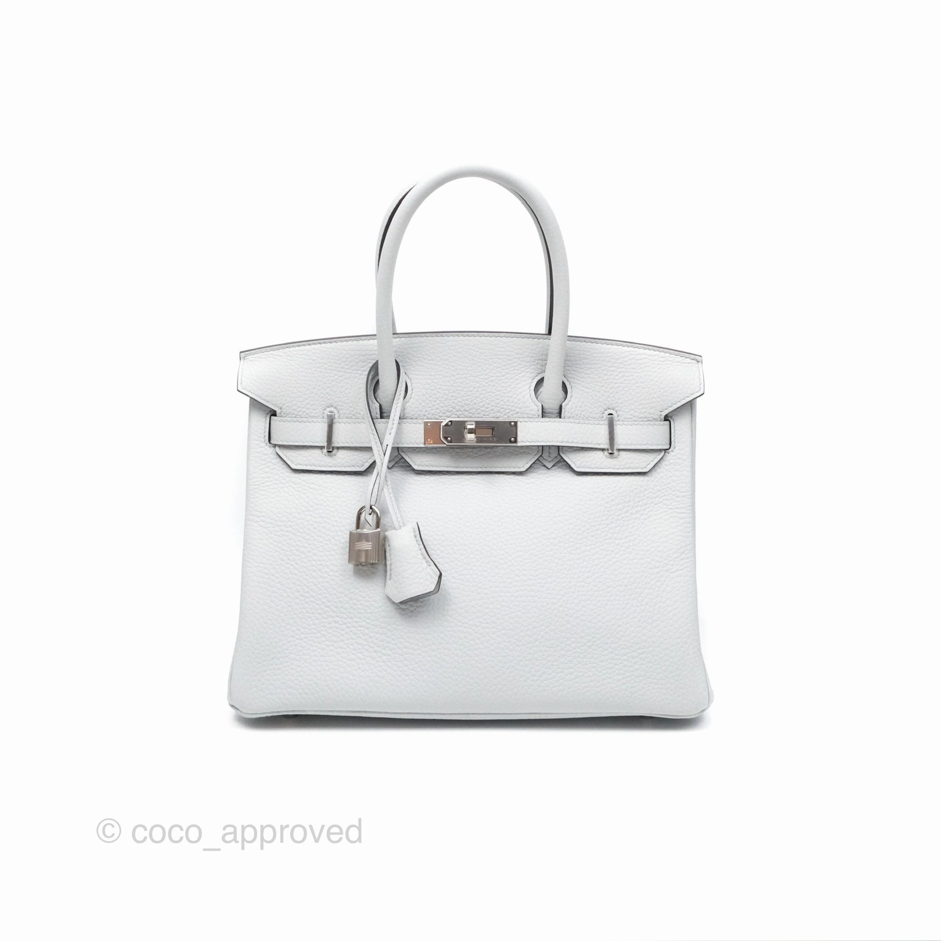 Herms Birkin 30 Retourne Blue Pale Clemence Palladium Hardware