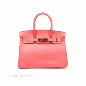 Herms Birkin 30 Retourne Flamingo I5 Epsom Gold Hardware