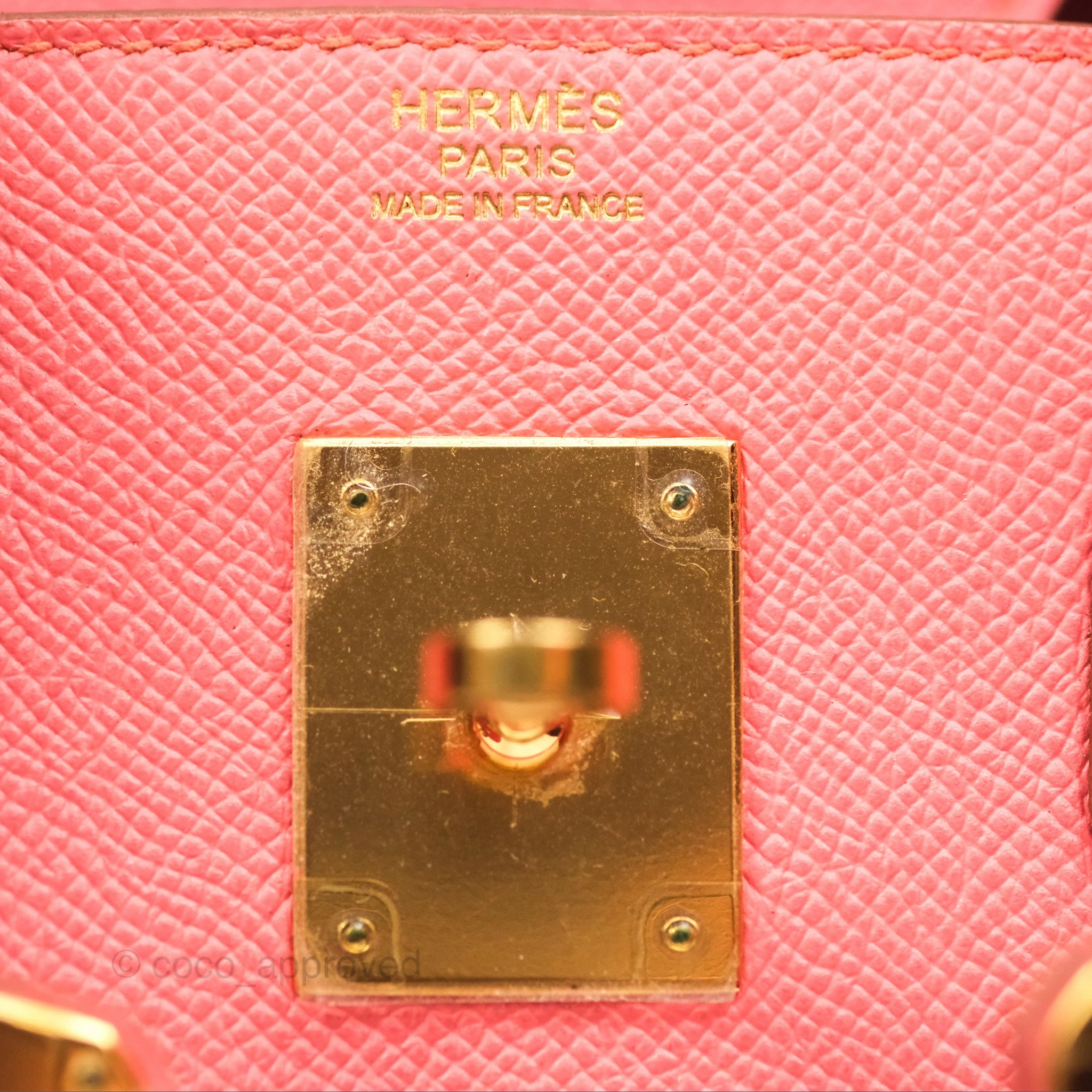 Herms Birkin 30 Retourne Flamingo I5 Epsom Gold Hardware