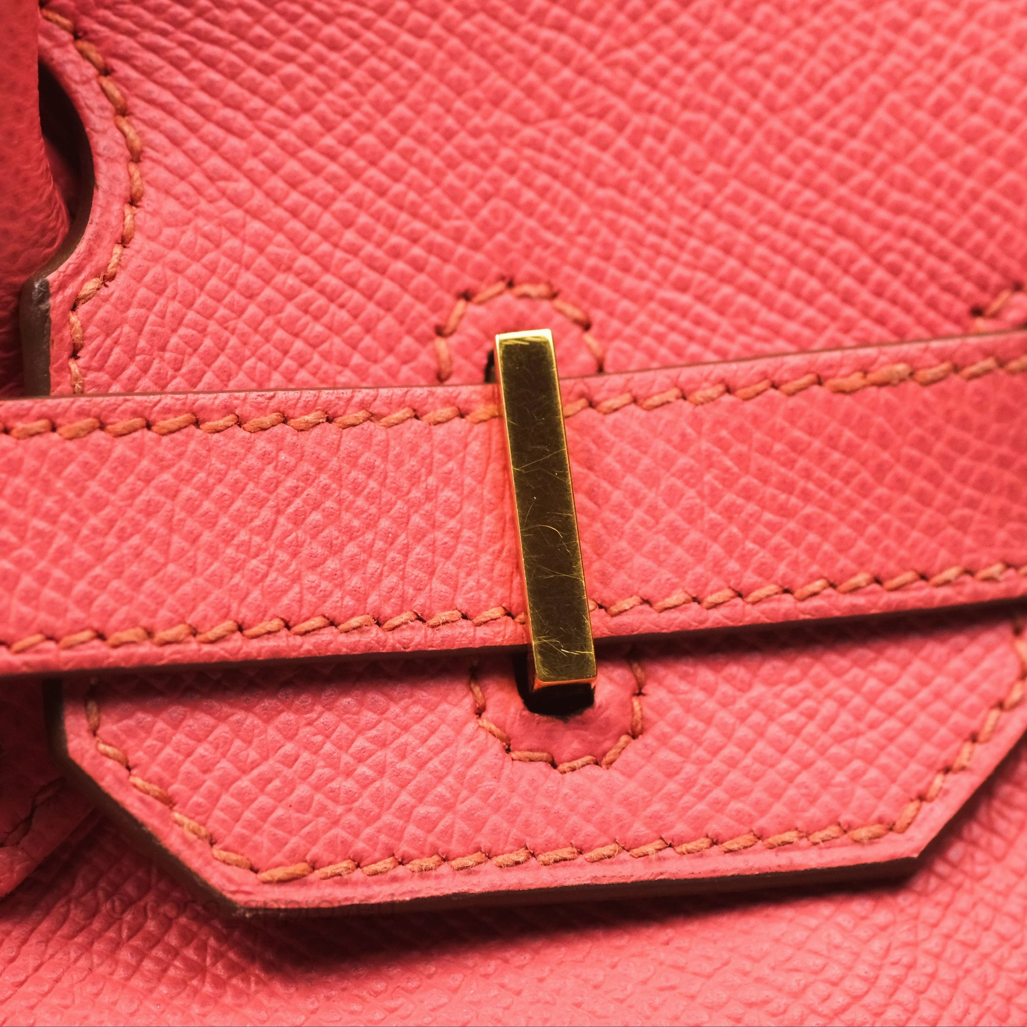 Herms Birkin 30 Retourne Flamingo I5 Epsom Gold Hardware