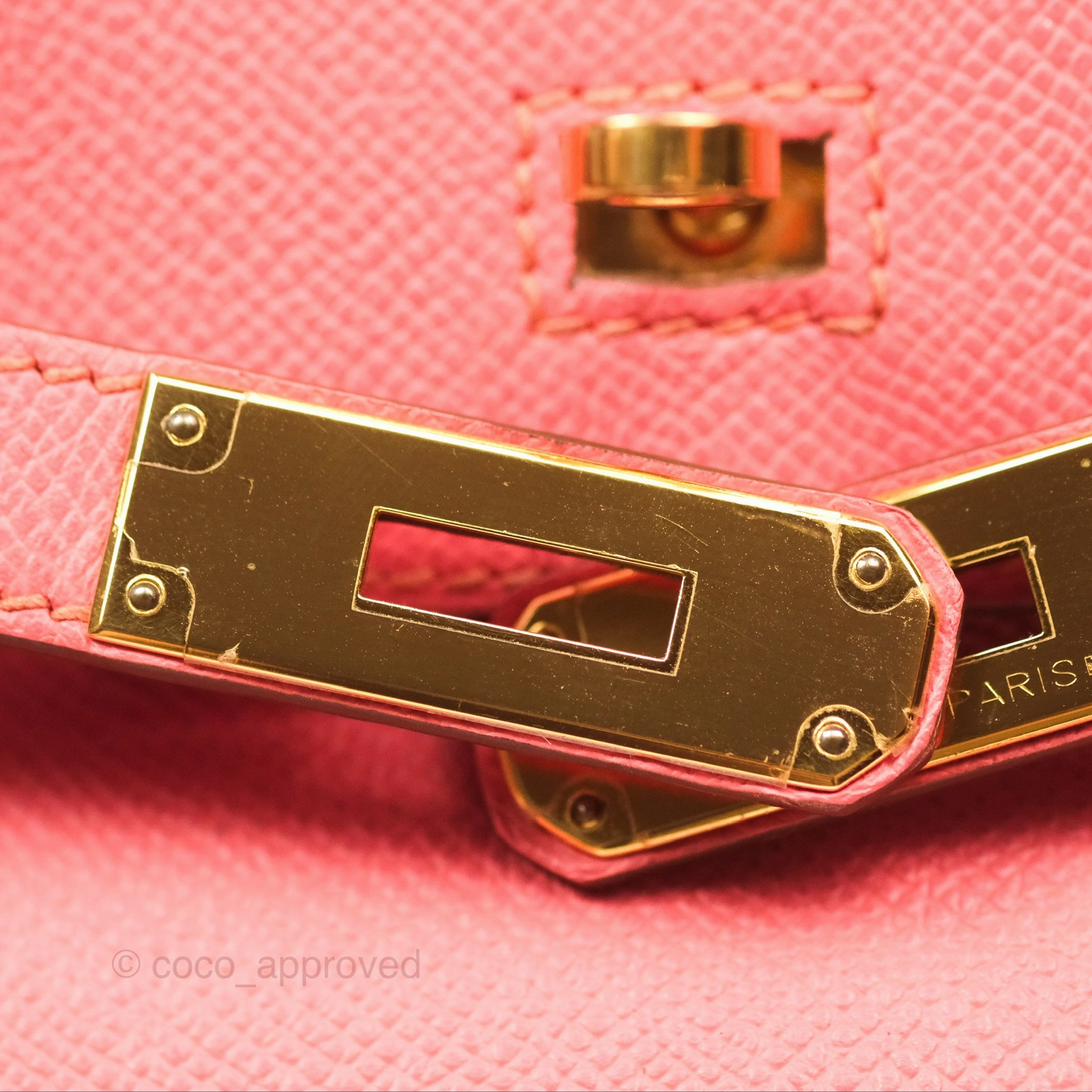 Herms Birkin 30 Retourne Flamingo I5 Epsom Gold Hardware