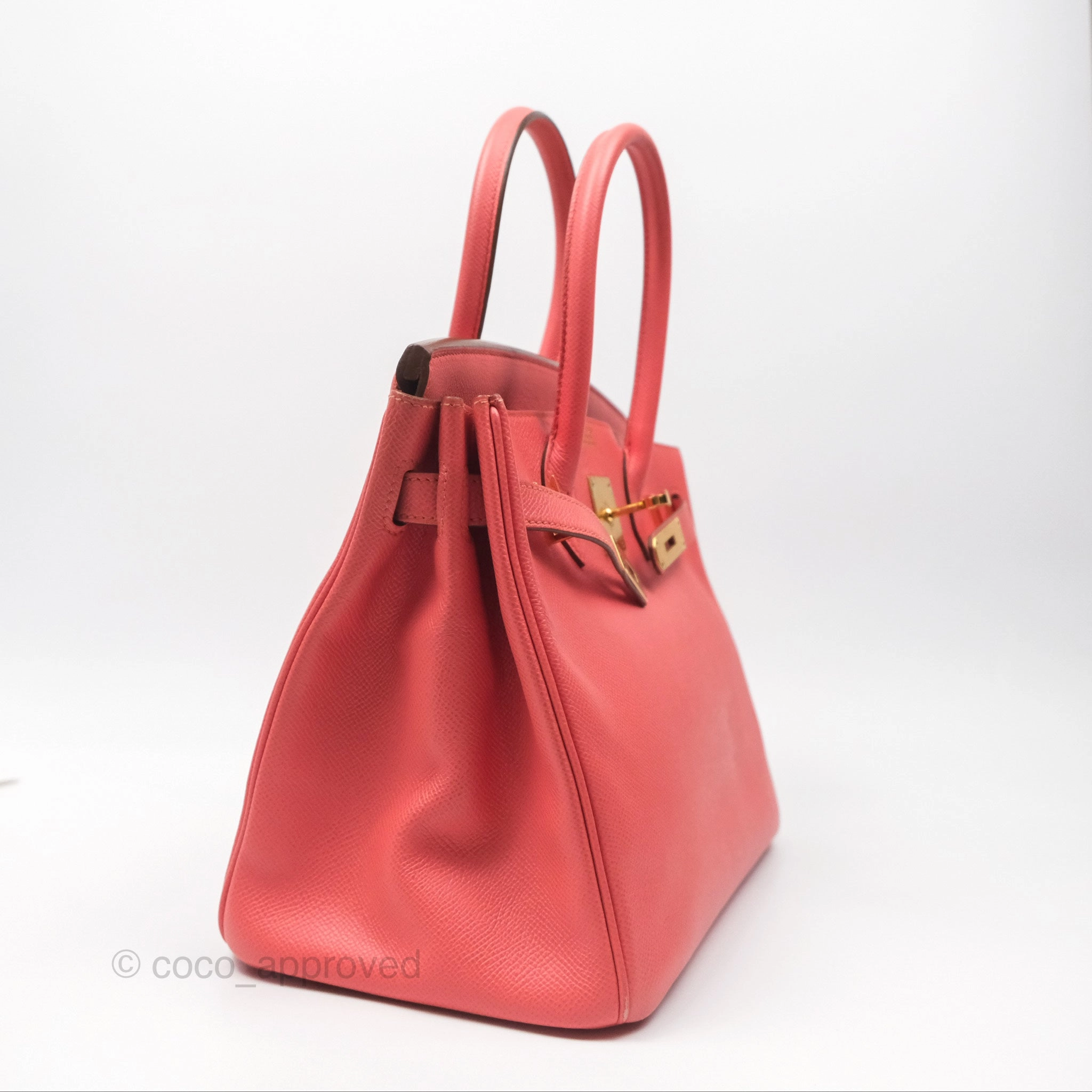 Herms Birkin 30 Retourne Flamingo I5 Epsom Gold Hardware