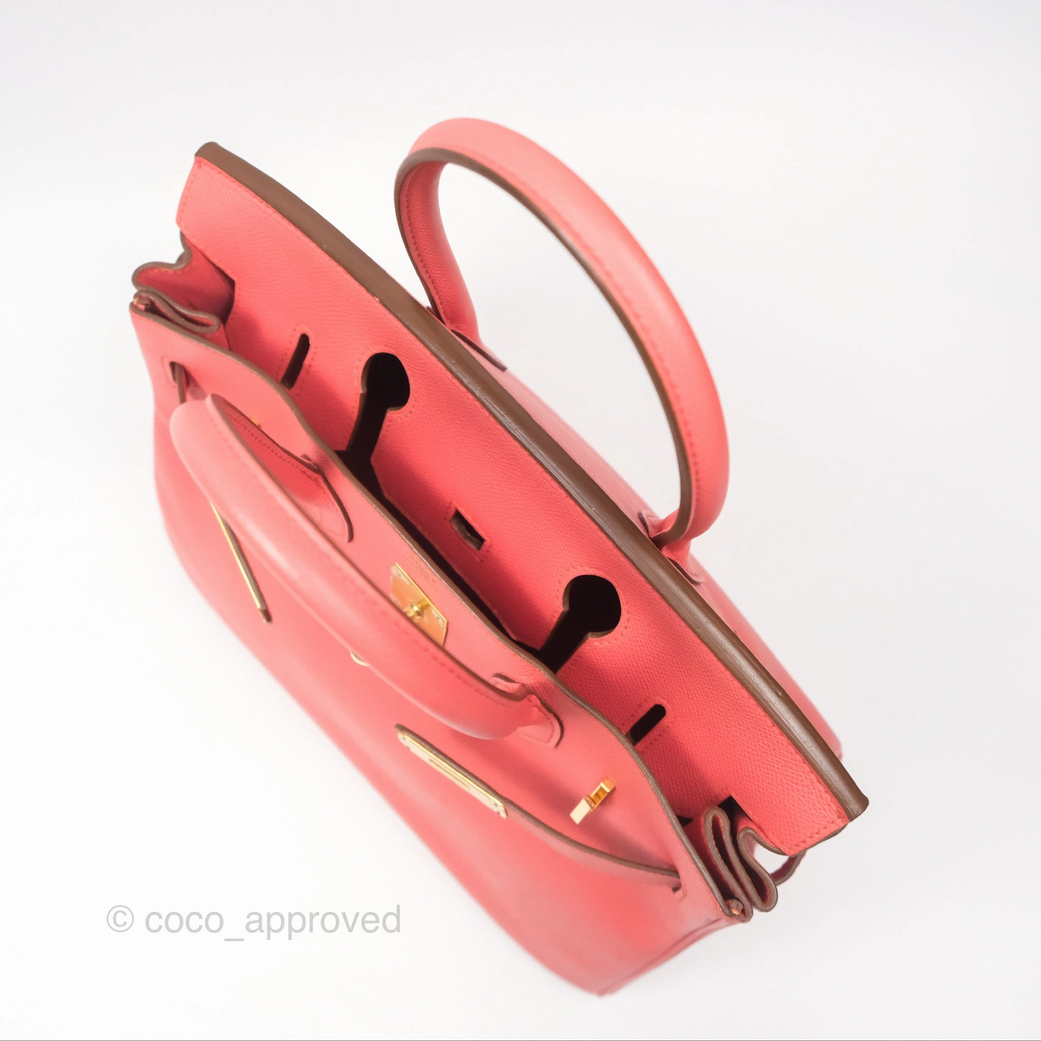 Herms Birkin 30 Retourne Flamingo I5 Epsom Gold Hardware