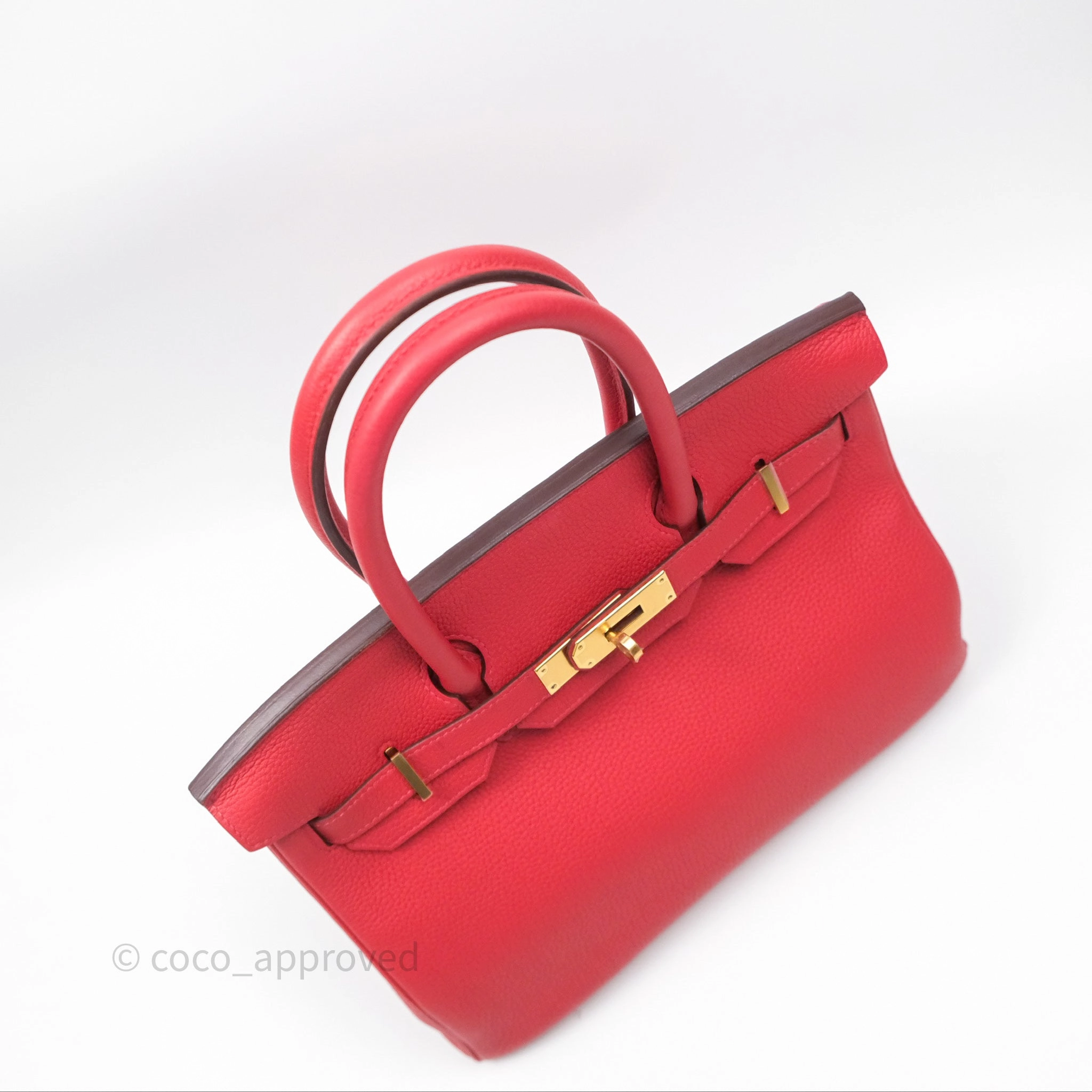 Herms Birkin 30 Retourne Geranium D5 Togo Gold Hardware