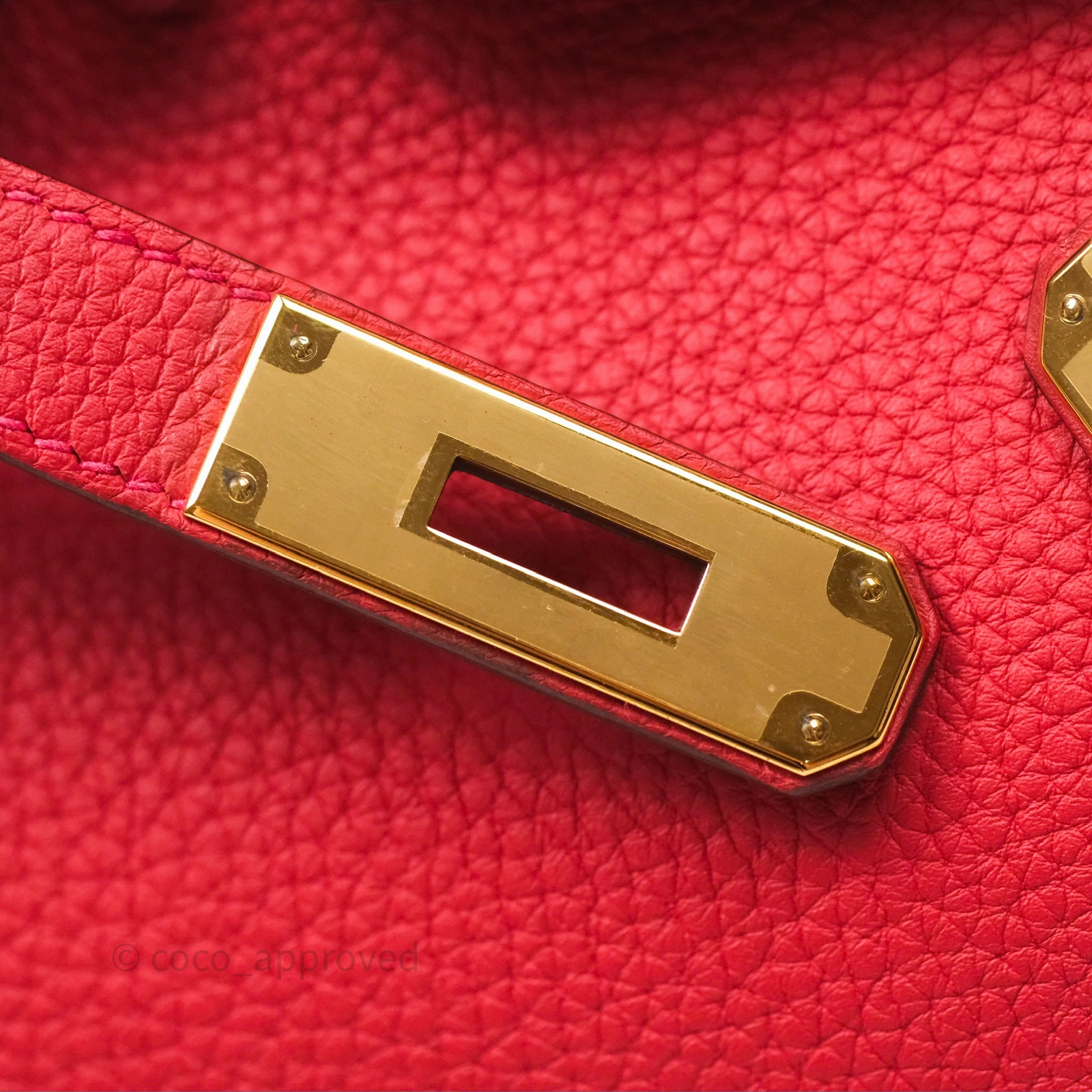 Herms Birkin 30 Retourne Geranium D5 Togo Gold Hardware
