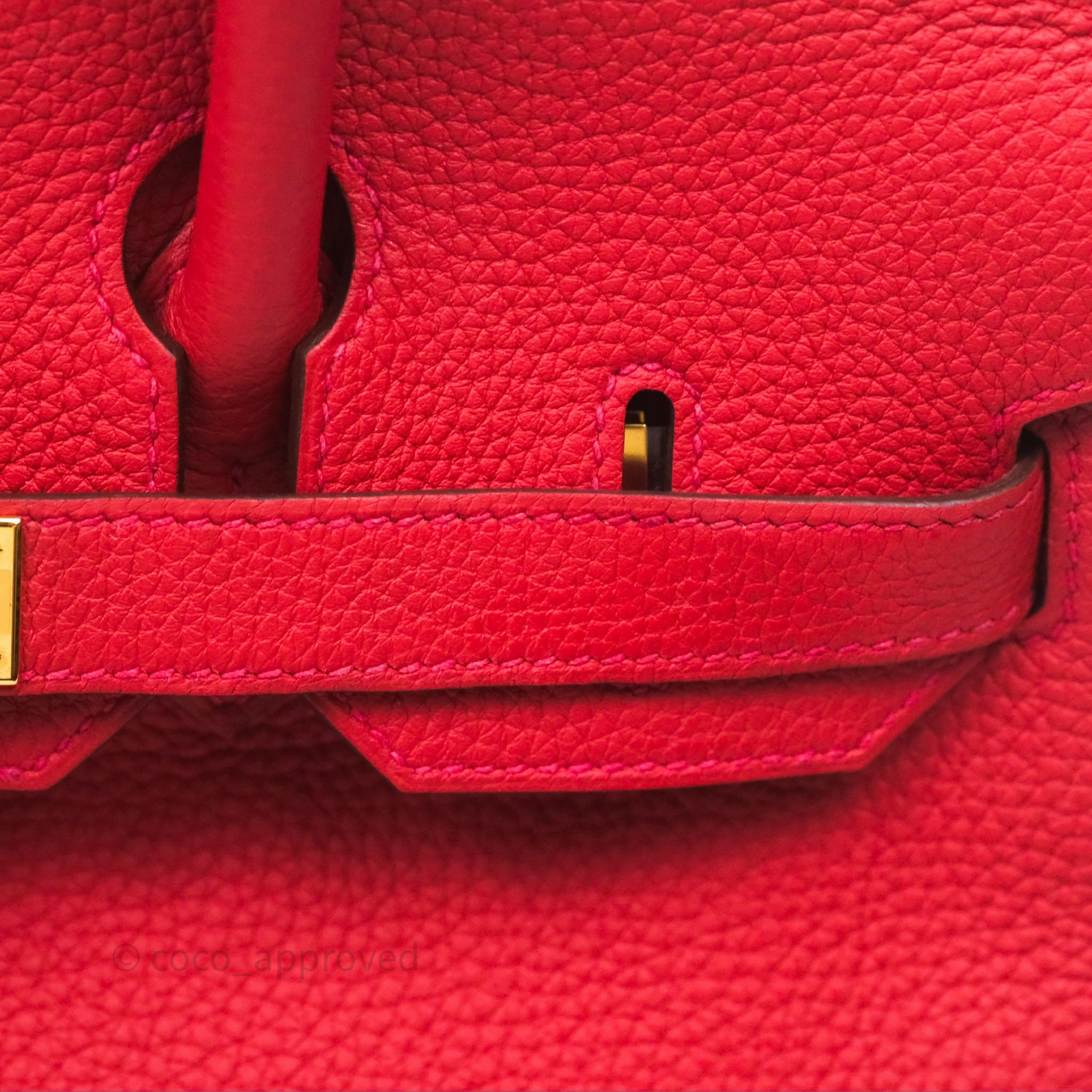 Herms Birkin 30 Retourne Geranium D5 Togo Gold Hardware