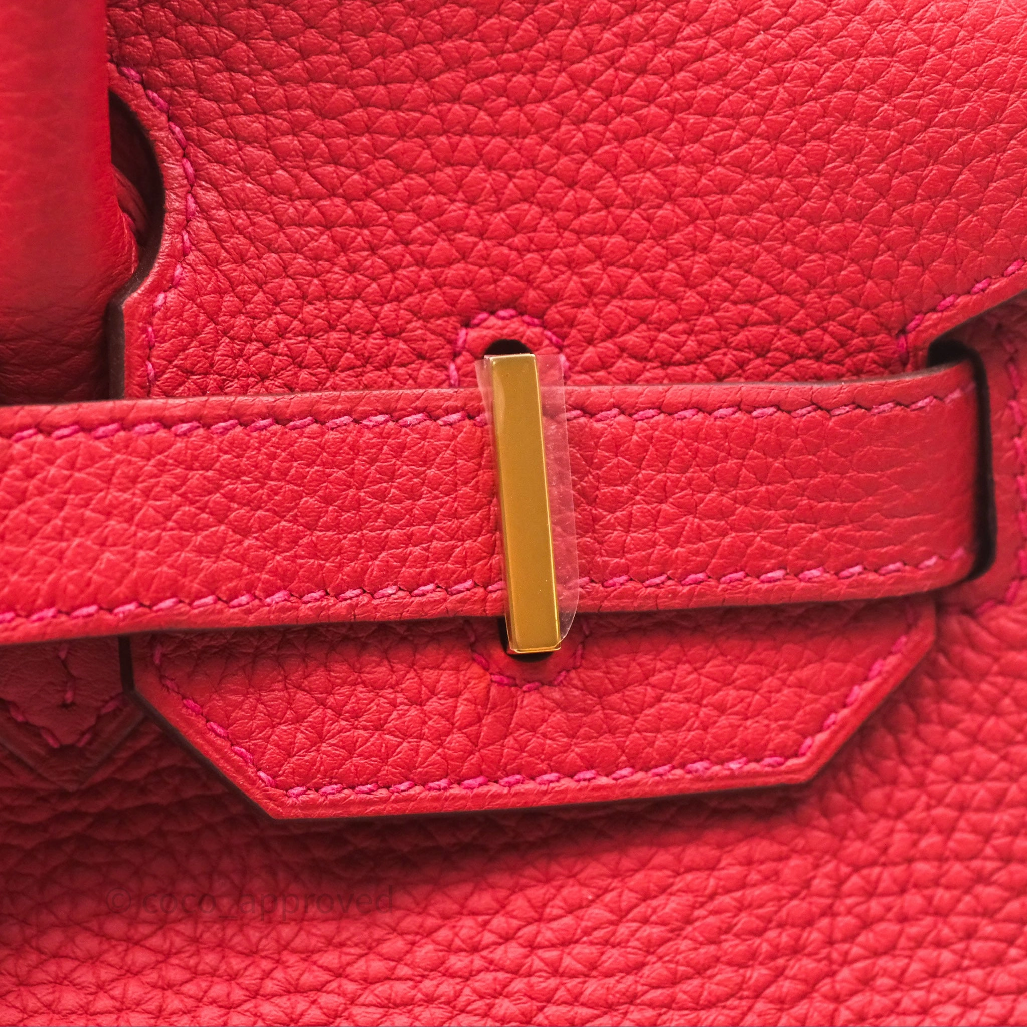 Herms Birkin 30 Retourne Geranium D5 Togo Gold Hardware