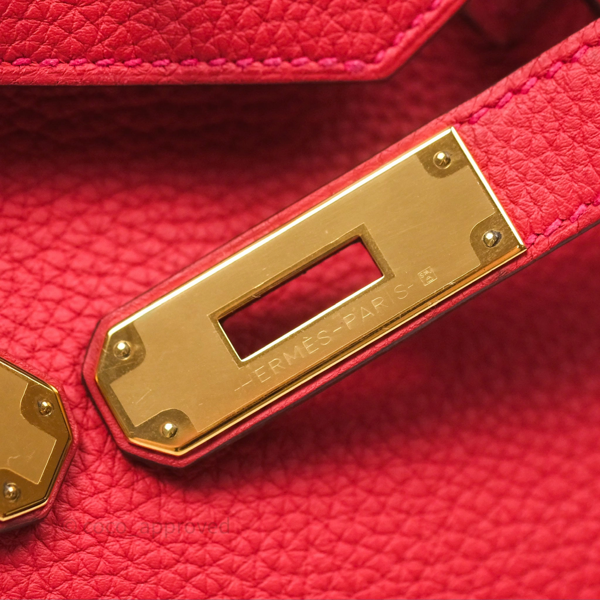 Herms Birkin 30 Retourne Geranium D5 Togo Gold Hardware