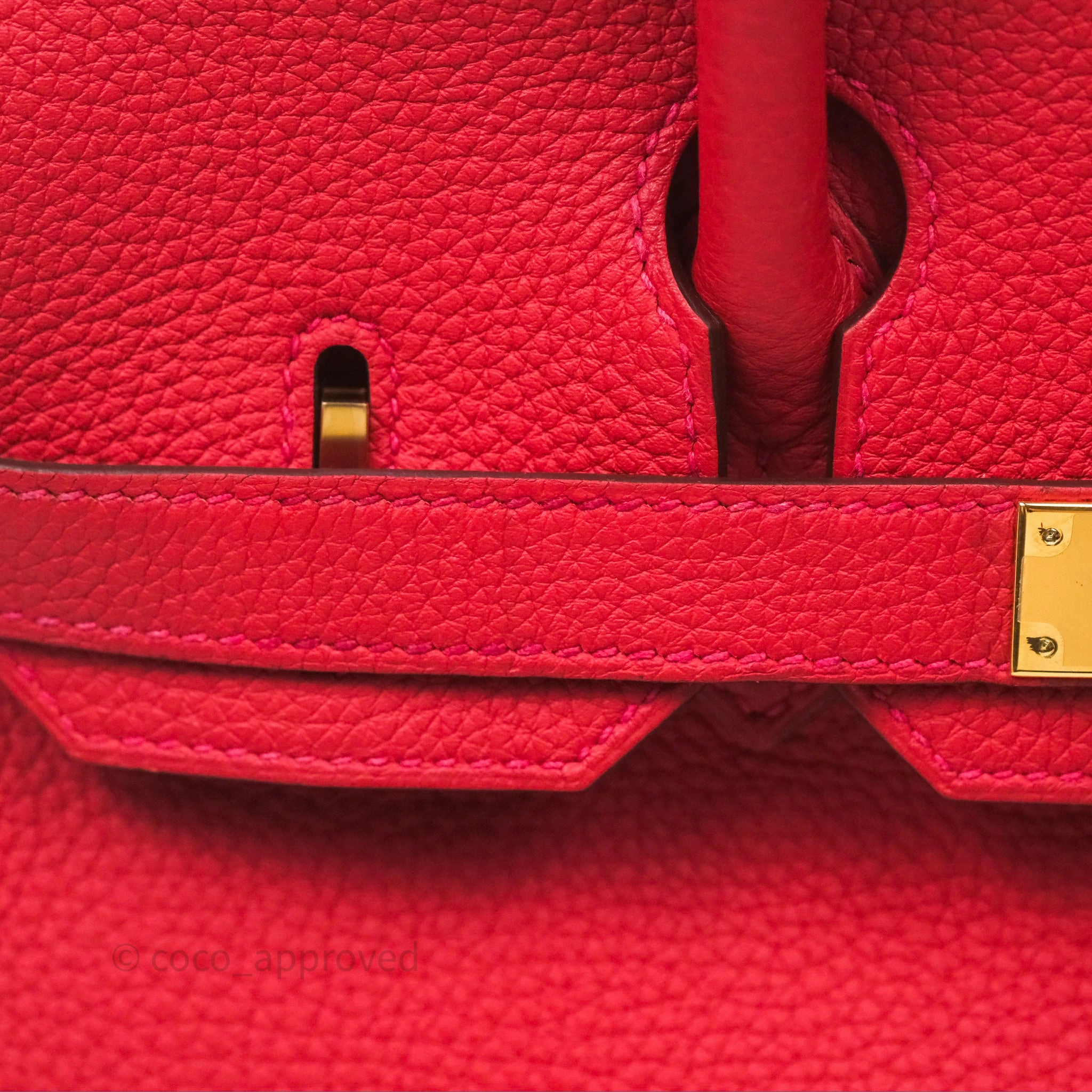 Herms Birkin 30 Retourne Geranium D5 Togo Gold Hardware