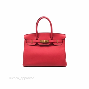 Herms Birkin 30 Retourne Geranium D5 Togo Gold Hardware