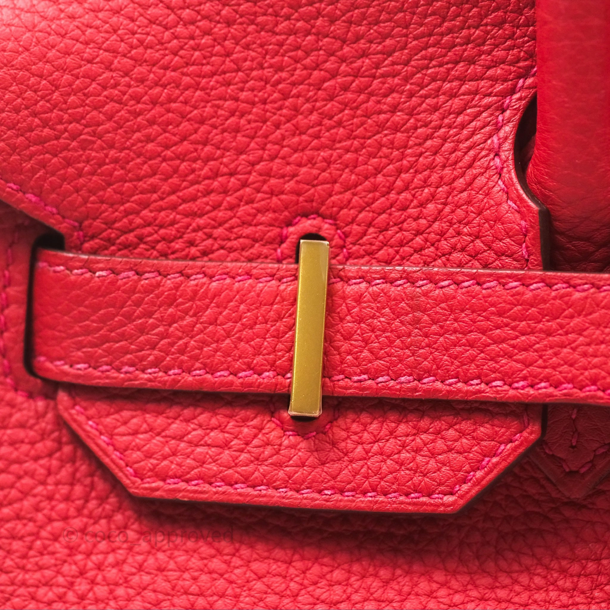 Herms Birkin 30 Retourne Geranium D5 Togo Gold Hardware